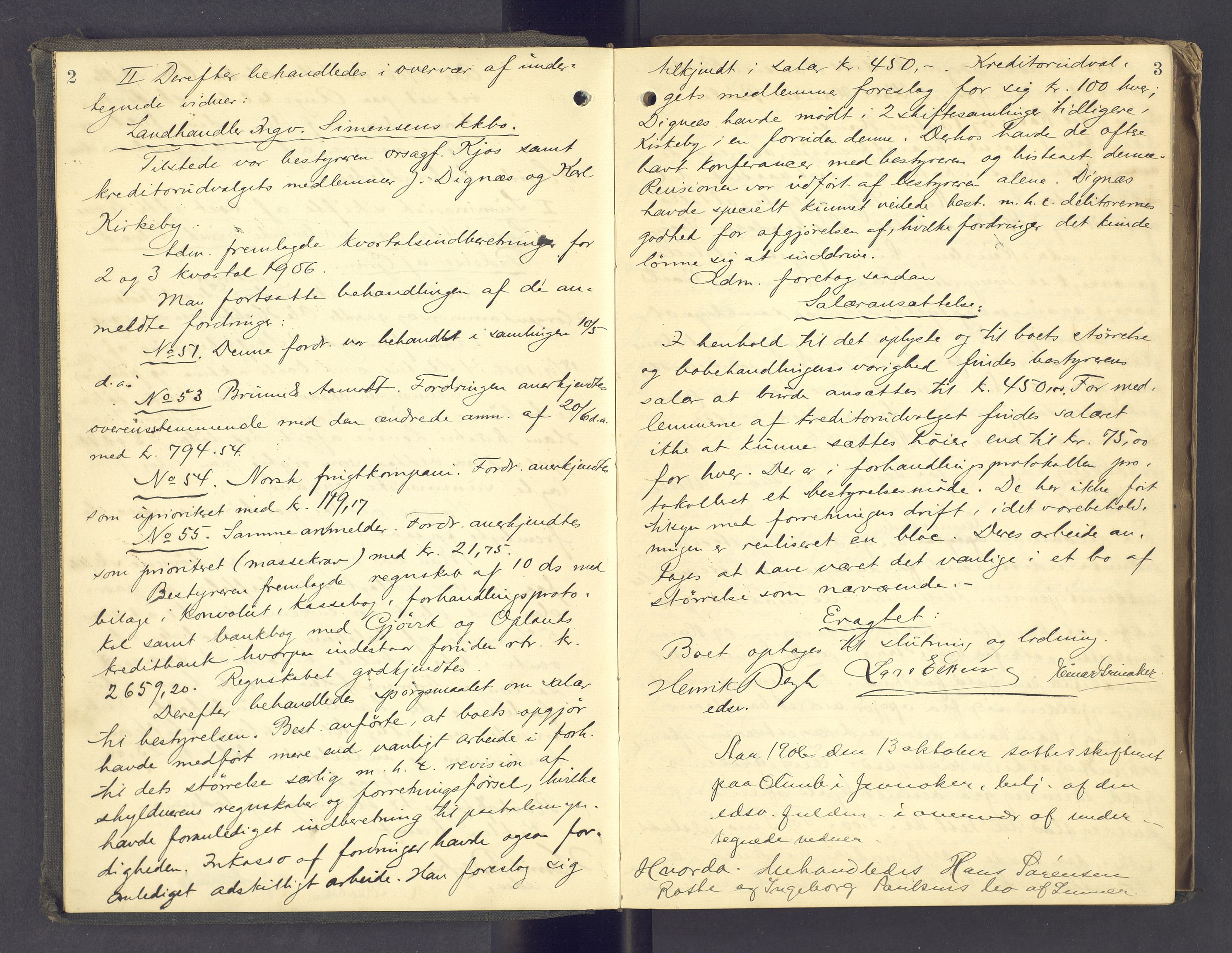 Hadeland og Land tingrett, AV/SAH-TING-010/J/Jc/L0008: Skifteforhandlingsprotokoll, 1906-1910, s. 2-3
