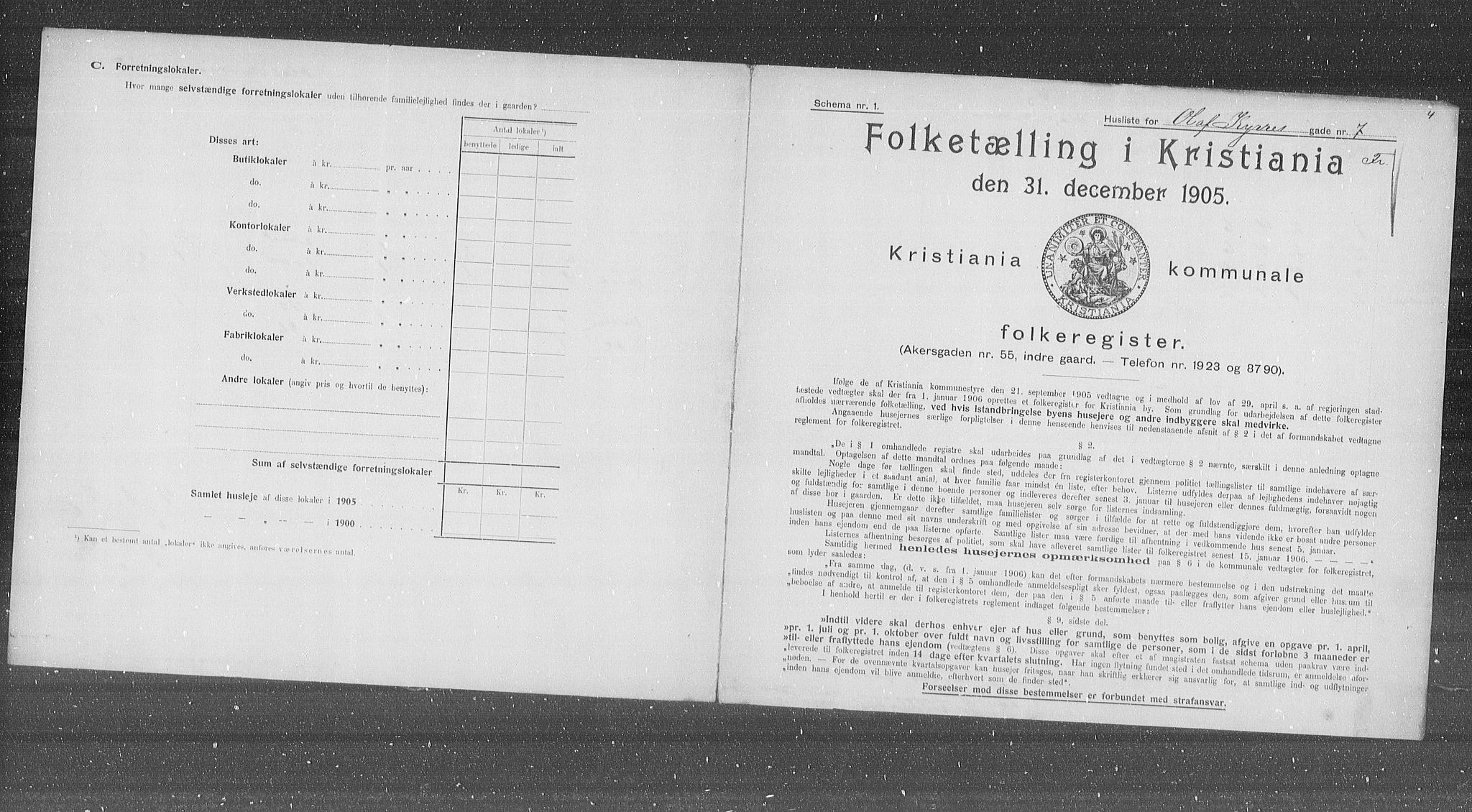 OBA, Kommunal folketelling 31.12.1905 for Kristiania kjøpstad, 1905, s. 39485