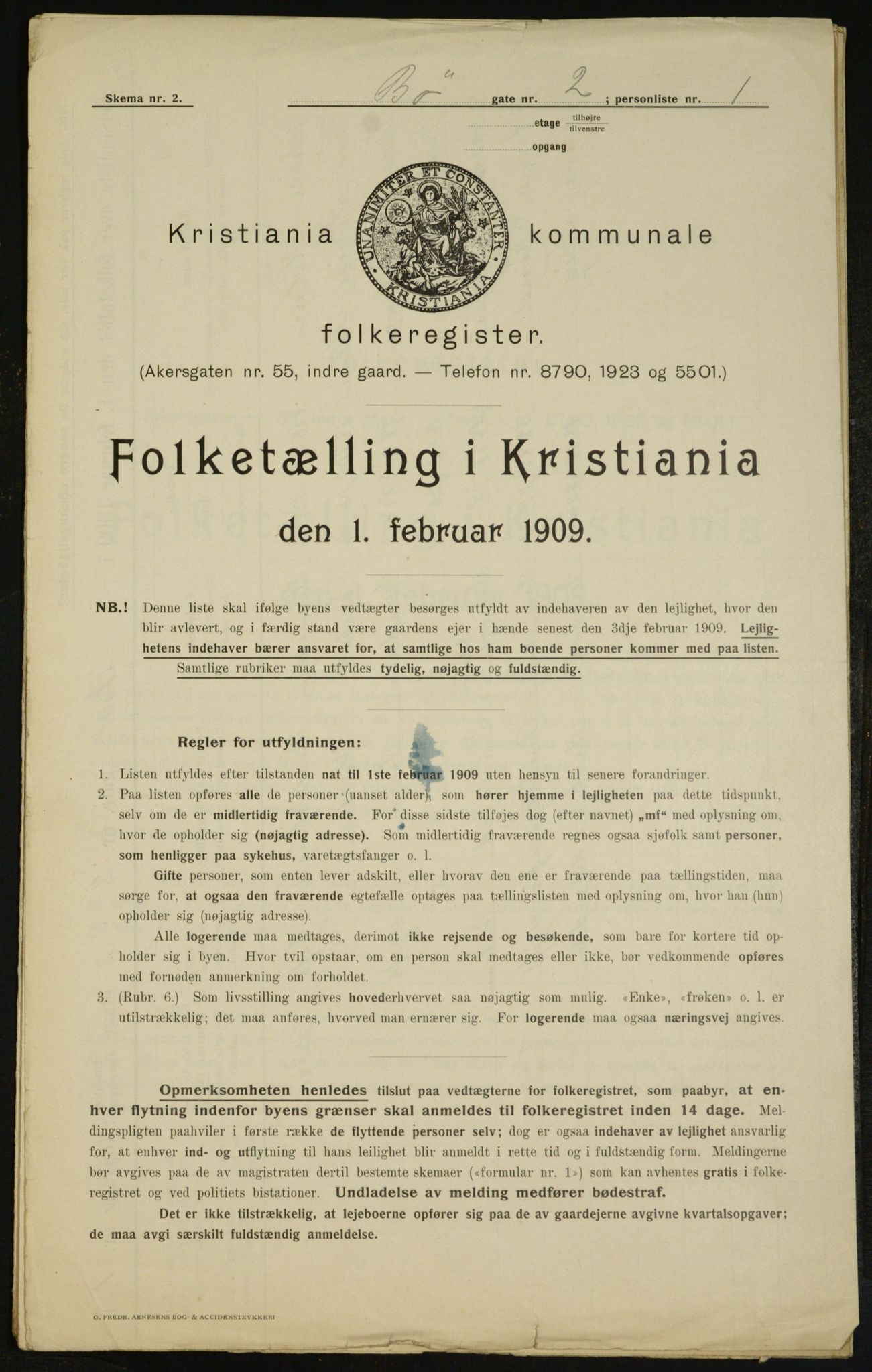 OBA, Kommunal folketelling 1.2.1909 for Kristiania kjøpstad, 1909, s. 9998