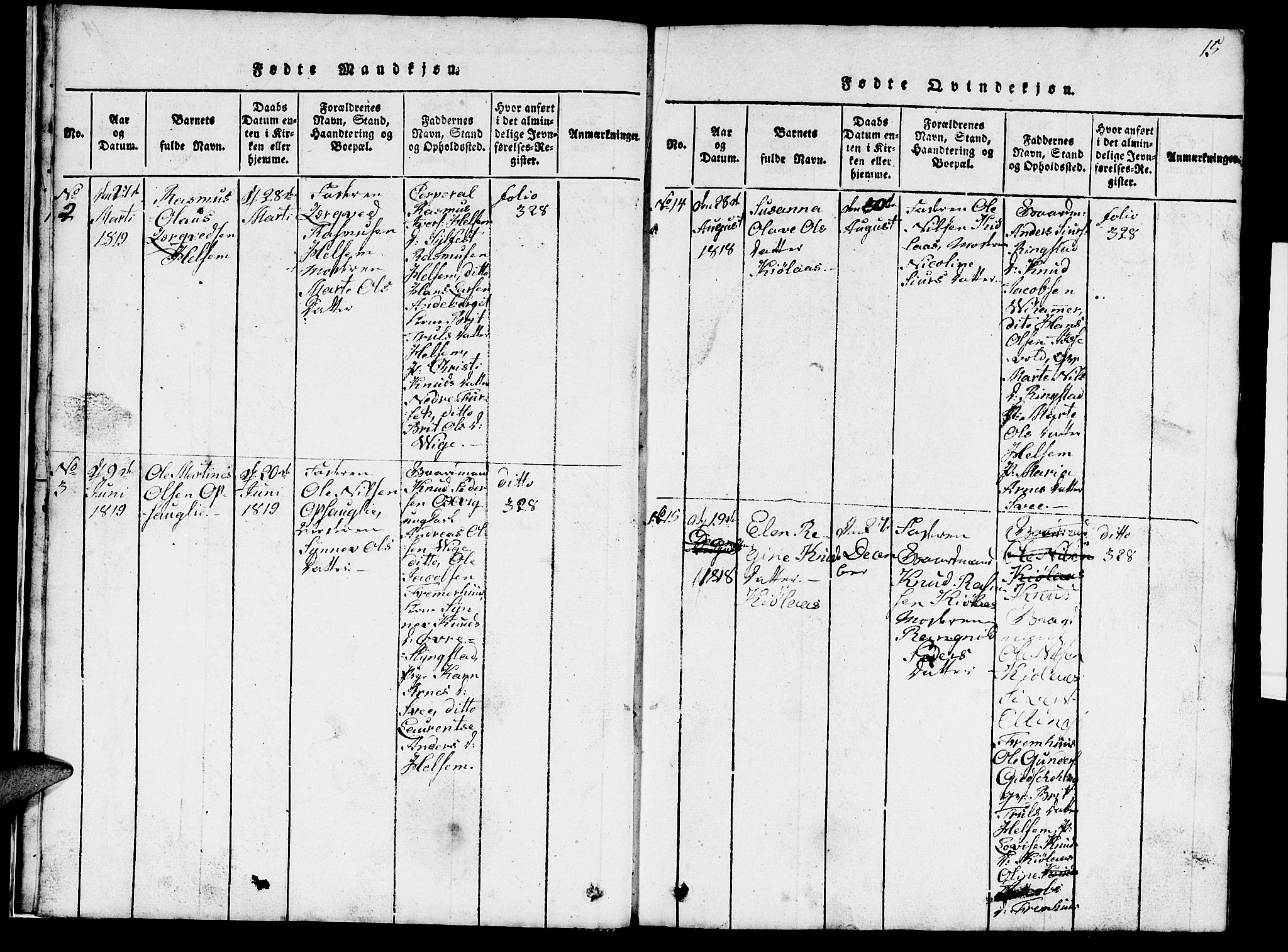 Ministerialprotokoller, klokkerbøker og fødselsregistre - Møre og Romsdal, SAT/A-1454/520/L0289: Klokkerbok nr. 520C01, 1817-1837, s. 15