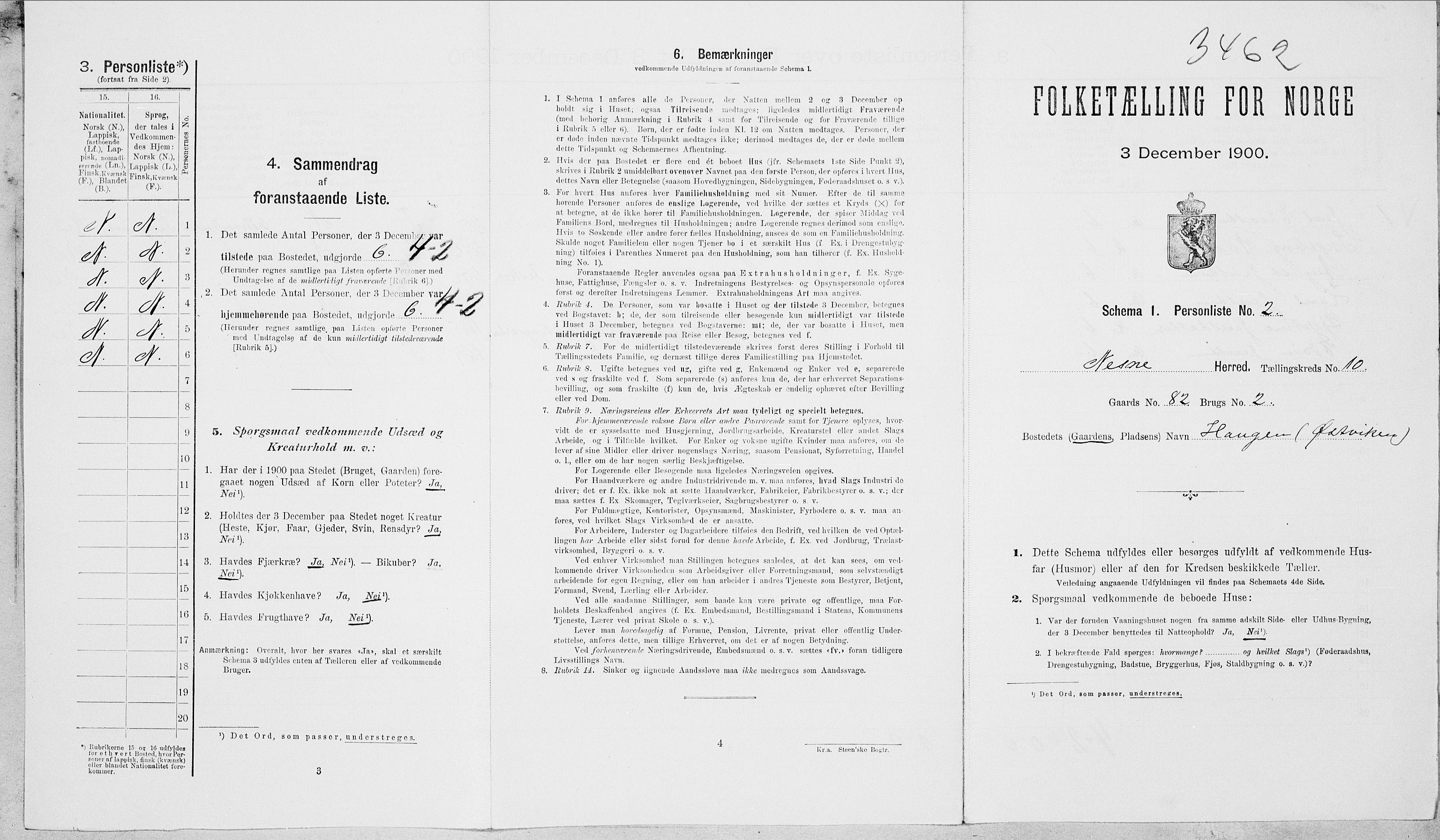 SAT, Folketelling 1900 for 1828 Nesna herred, 1900, s. 961