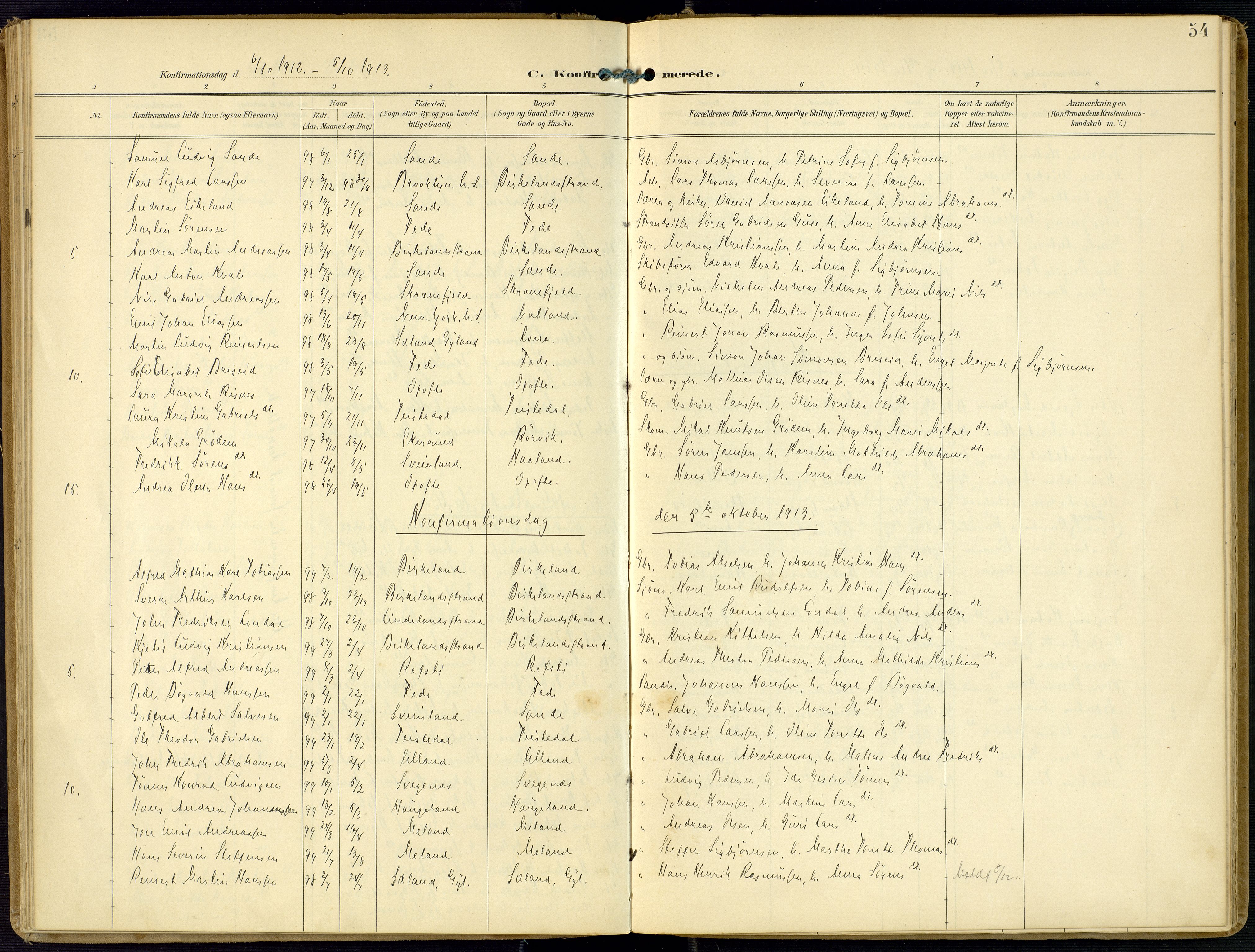 Kvinesdal sokneprestkontor, SAK/1111-0026/F/Fa/Faa/L0005: Ministerialbok nr. A 5, 1898-1915, s. 54