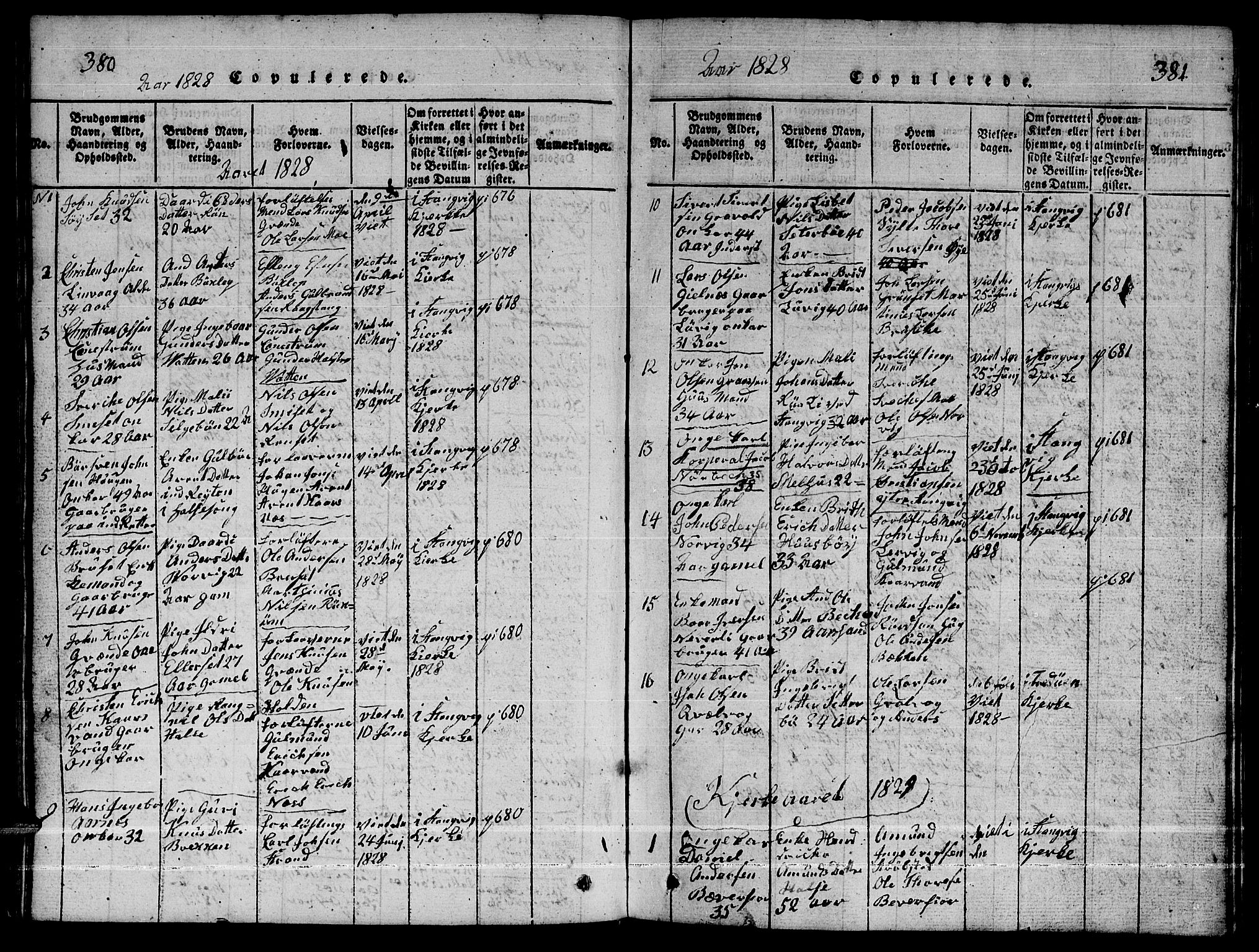 Ministerialprotokoller, klokkerbøker og fødselsregistre - Møre og Romsdal, AV/SAT-A-1454/592/L1031: Klokkerbok nr. 592C01, 1820-1833, s. 380-381