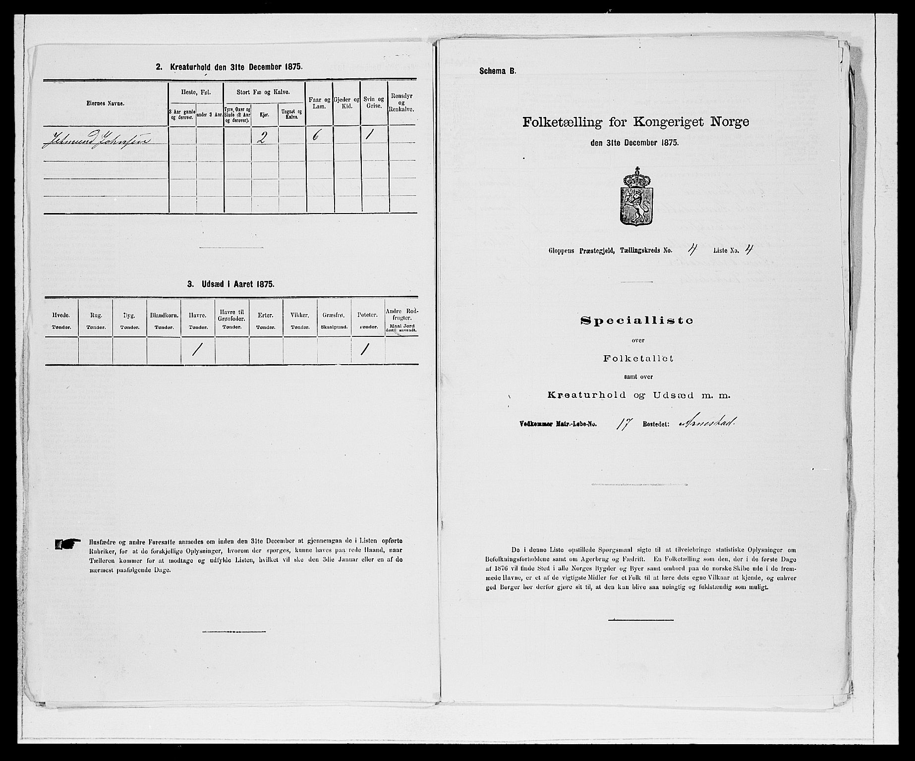 SAB, Folketelling 1875 for 1445P Gloppen prestegjeld, 1875, s. 433