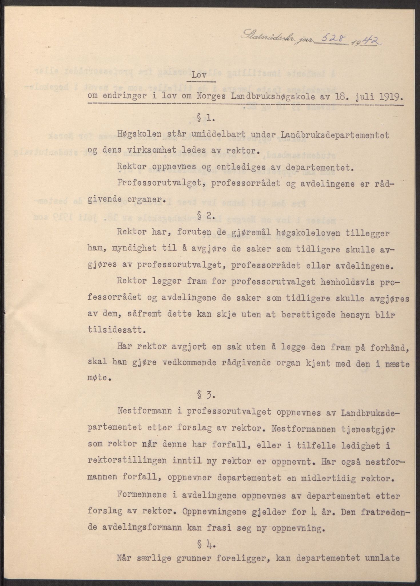 NS-administrasjonen 1940-1945 (Statsrådsekretariatet, de kommisariske statsråder mm), RA/S-4279/D/Db/L0098: Lover II, 1942, s. 30