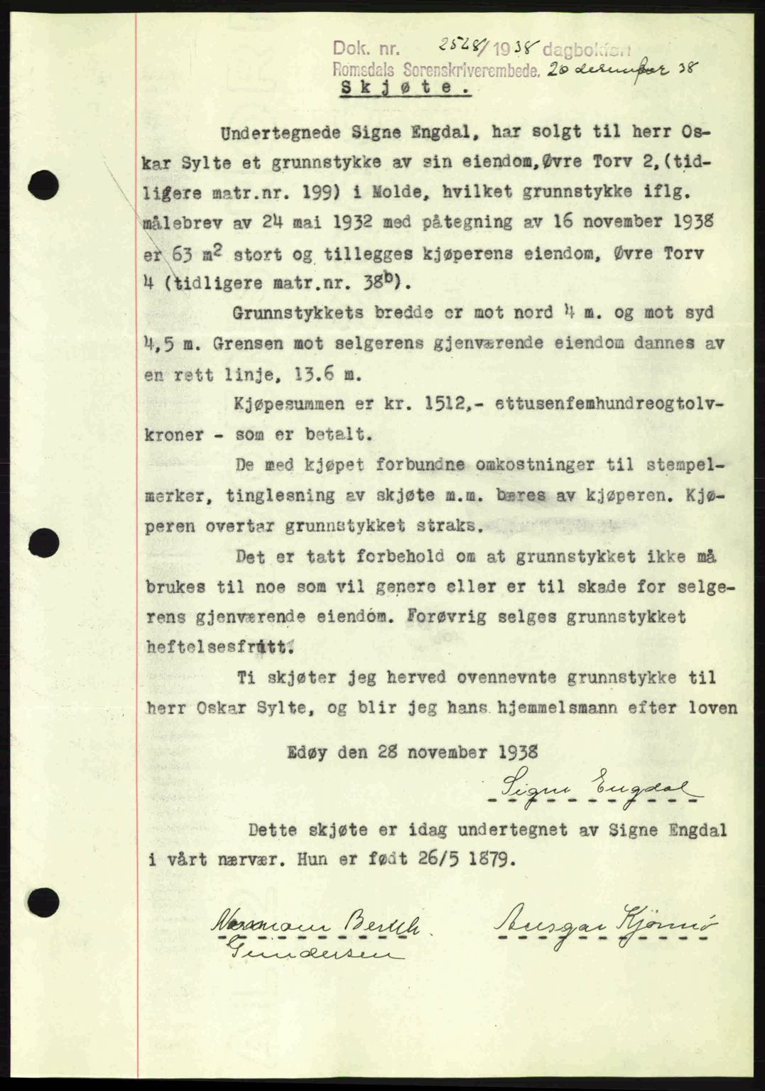 Romsdal sorenskriveri, AV/SAT-A-4149/1/2/2C: Pantebok nr. A6, 1938-1939, Dagboknr: 2568/1938