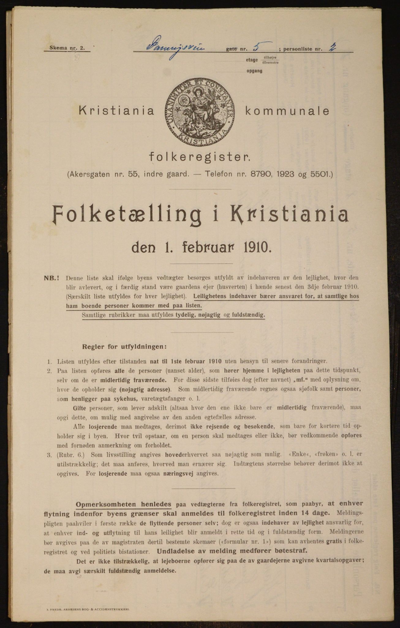 OBA, Kommunal folketelling 1.2.1910 for Kristiania, 1910, s. 14454