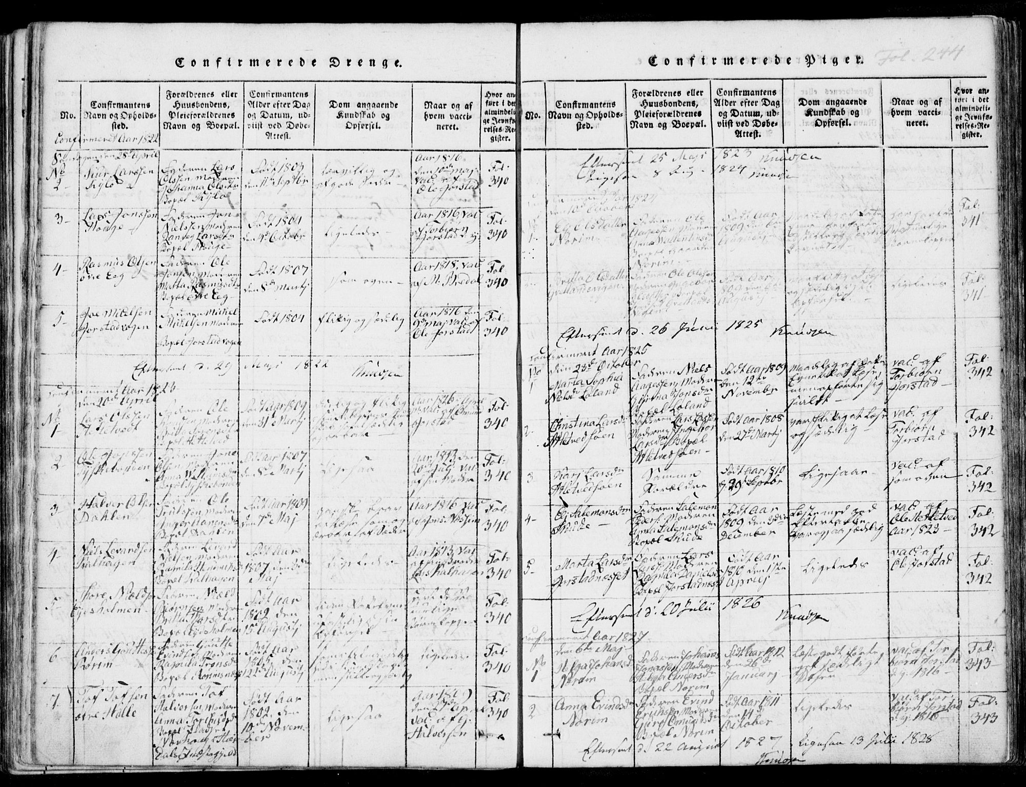 Nedstrand sokneprestkontor, SAST/A-101841/01/IV: Ministerialbok nr. A 7, 1816-1870, s. 244