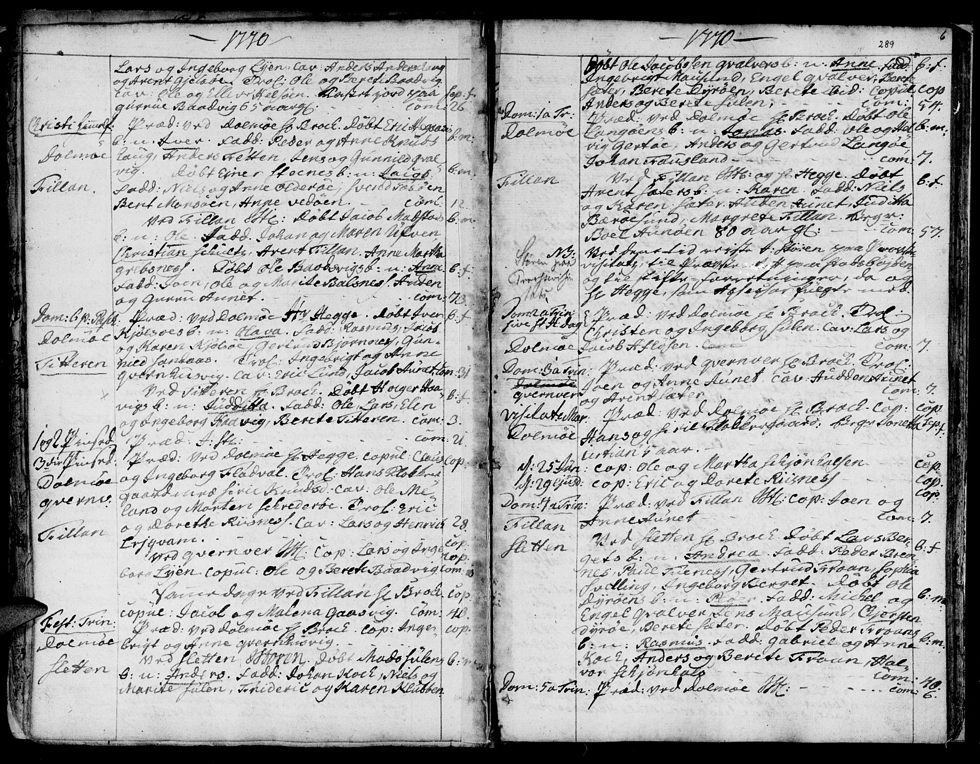 Ministerialprotokoller, klokkerbøker og fødselsregistre - Sør-Trøndelag, SAT/A-1456/634/L0525: Ministerialbok nr. 634A01, 1736-1775, s. 289