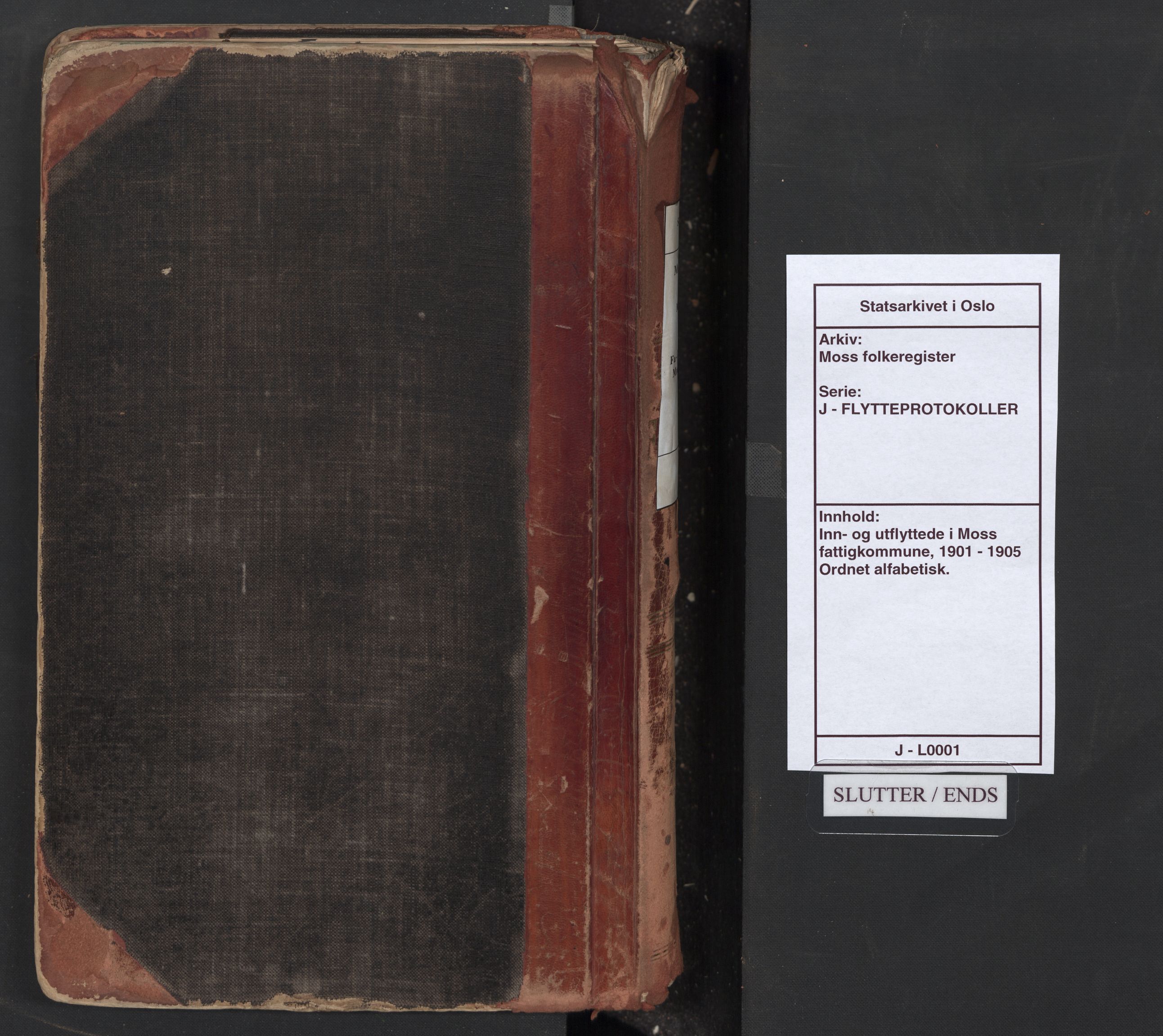 Moss folkeregister, AV/SAO-A-10020/J/L0001: Inn- og utflyttede i Moss fattigkommune, 1901-1905