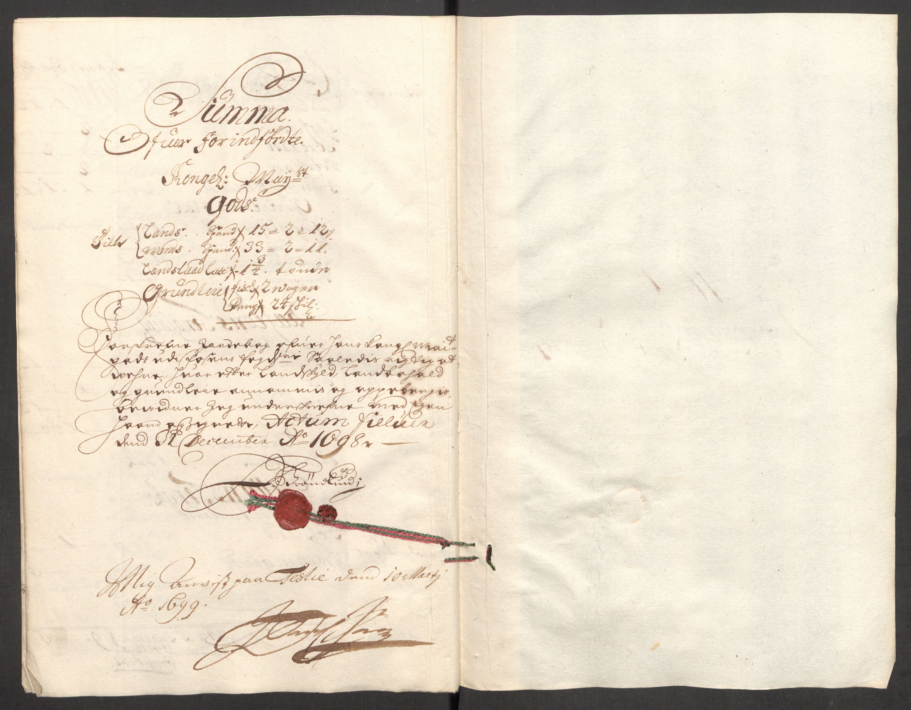 Rentekammeret inntil 1814, Reviderte regnskaper, Fogderegnskap, RA/EA-4092/R57/L3853: Fogderegnskap Fosen, 1698-1699, s. 19