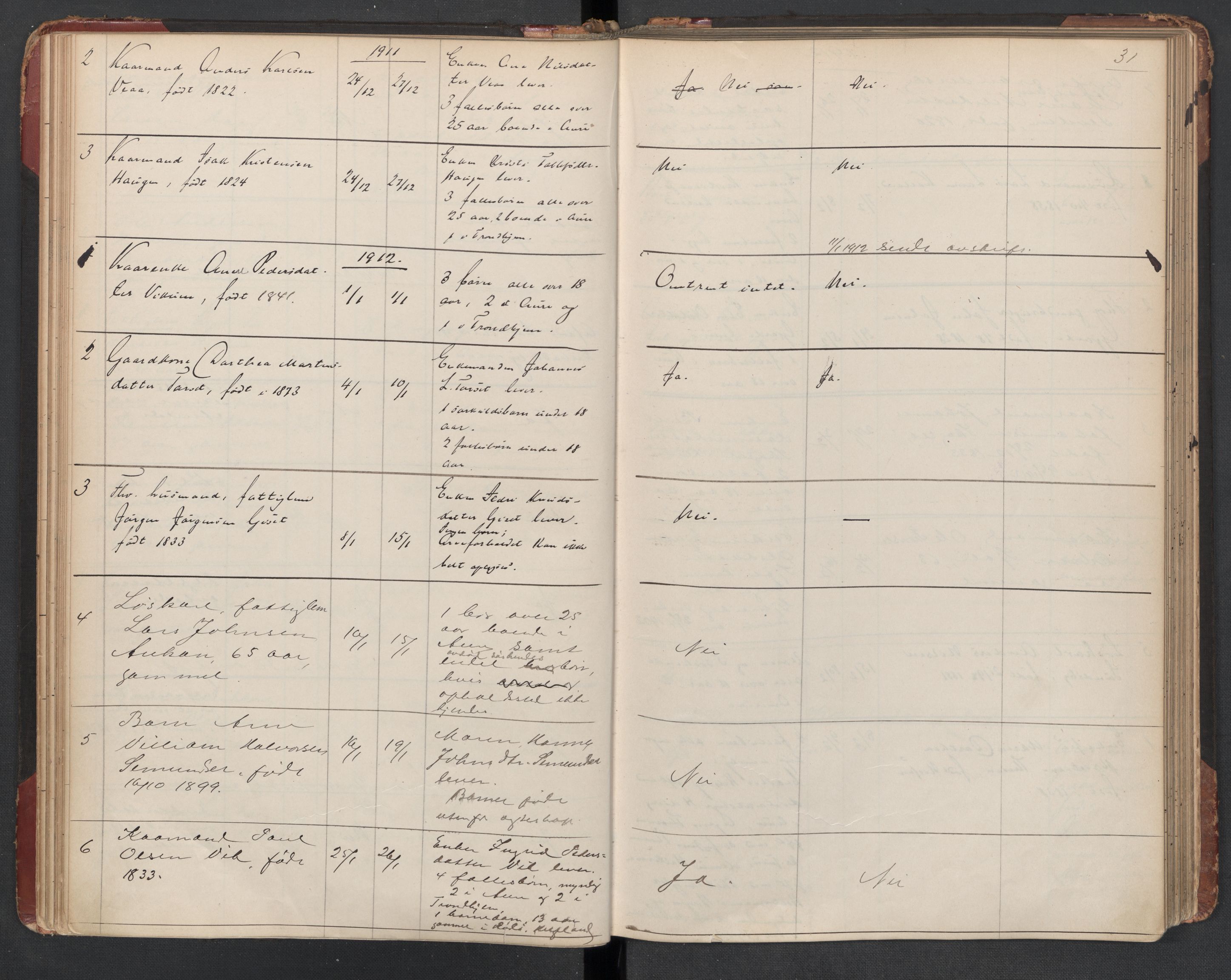 Aure lensmannskontor, SAT/A-1088/1/02/L0003: 2.01.03 Dødsfallsprotokoll, 1906-1926, s. 31