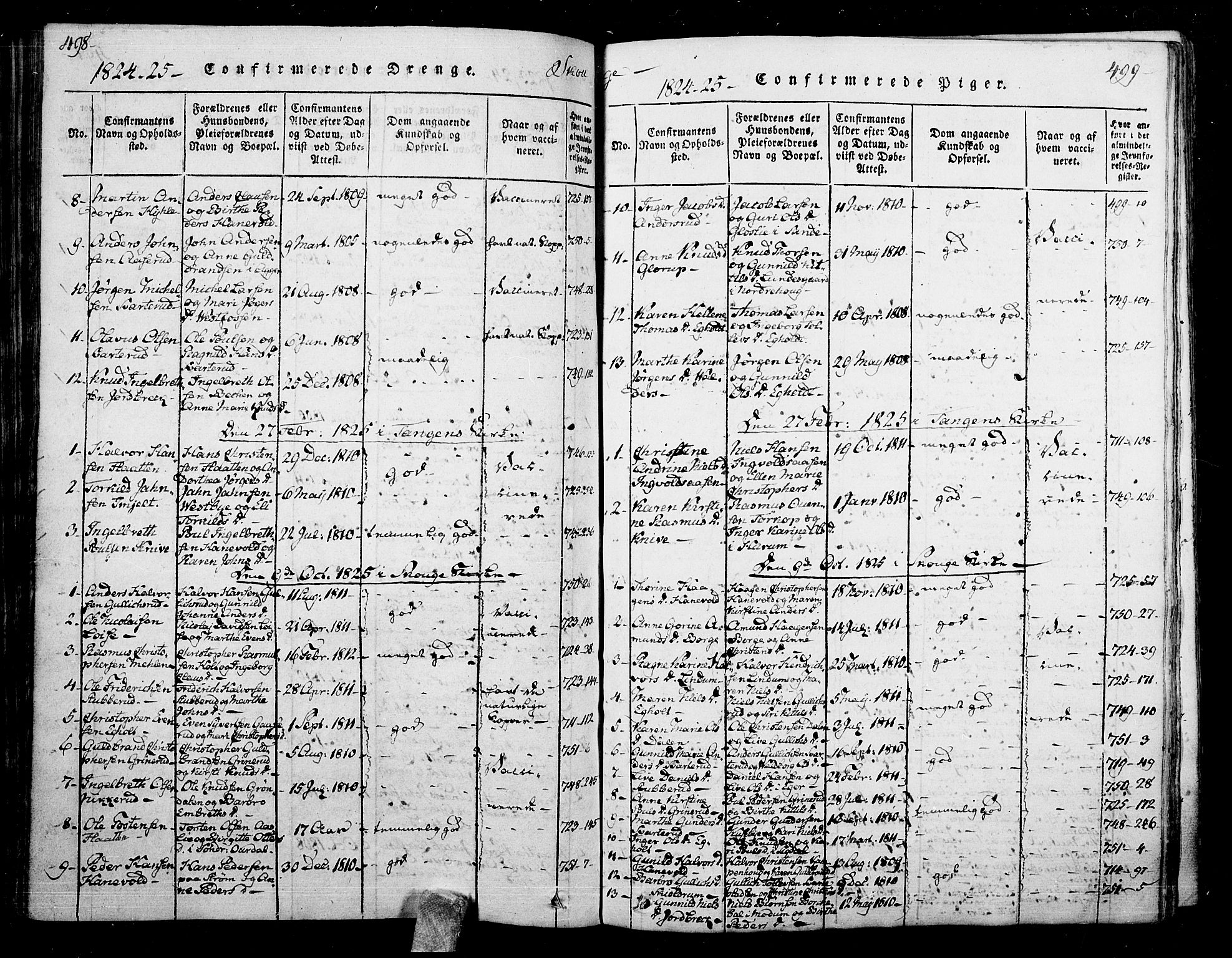 Skoger kirkebøker, SAKO/A-59/F/Fa/L0002: Ministerialbok nr. I 2 /1, 1814-1842, s. 498-499