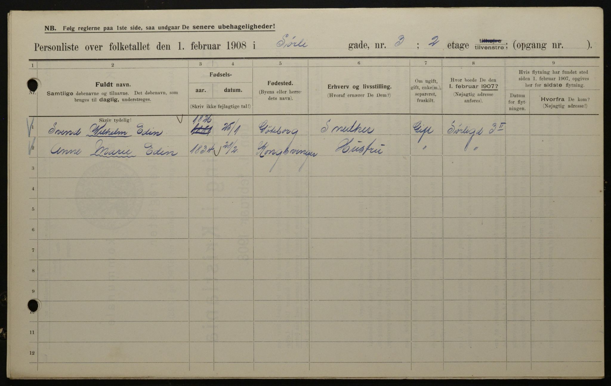 OBA, Kommunal folketelling 1.2.1908 for Kristiania kjøpstad, 1908, s. 95654