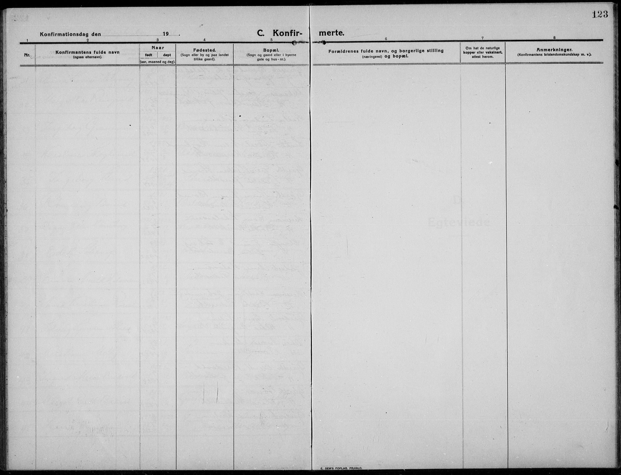 Nes prestekontor, Hedmark, AV/SAH-PREST-020/L/La/L0009: Klokkerbok nr. 9, 1913-1936, s. 123