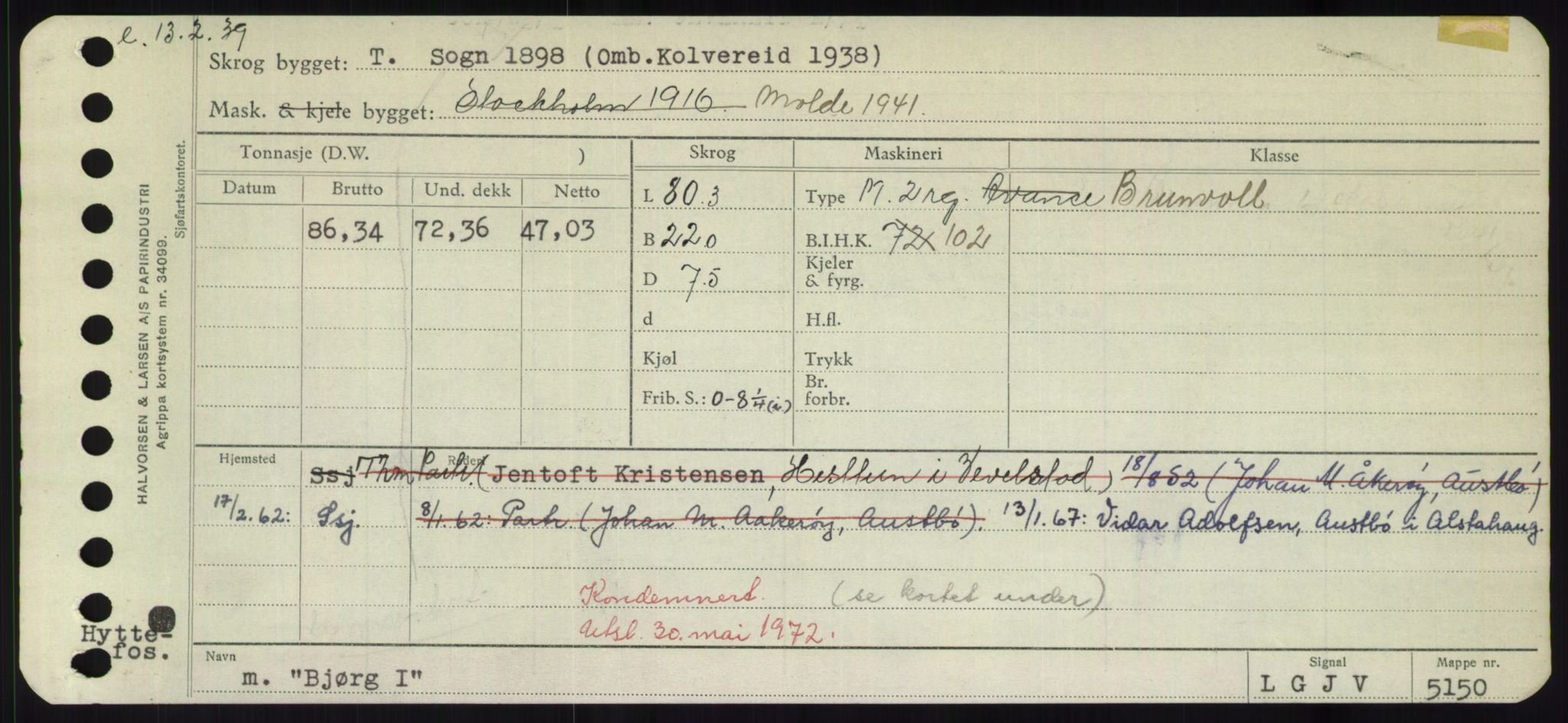 Sjøfartsdirektoratet med forløpere, Skipsmålingen, RA/S-1627/H/Hd/L0004: Fartøy, Bia-Boy, s. 159