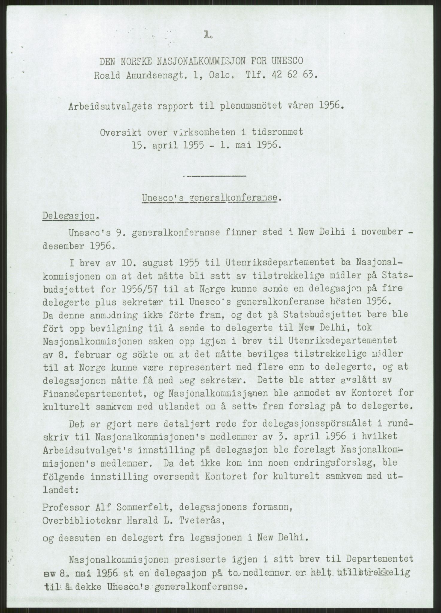 Den norske nasjonalkommisjonen for UNESCO, AV/RA-S-1730/A/Ad/L0001: --, 1953-1981