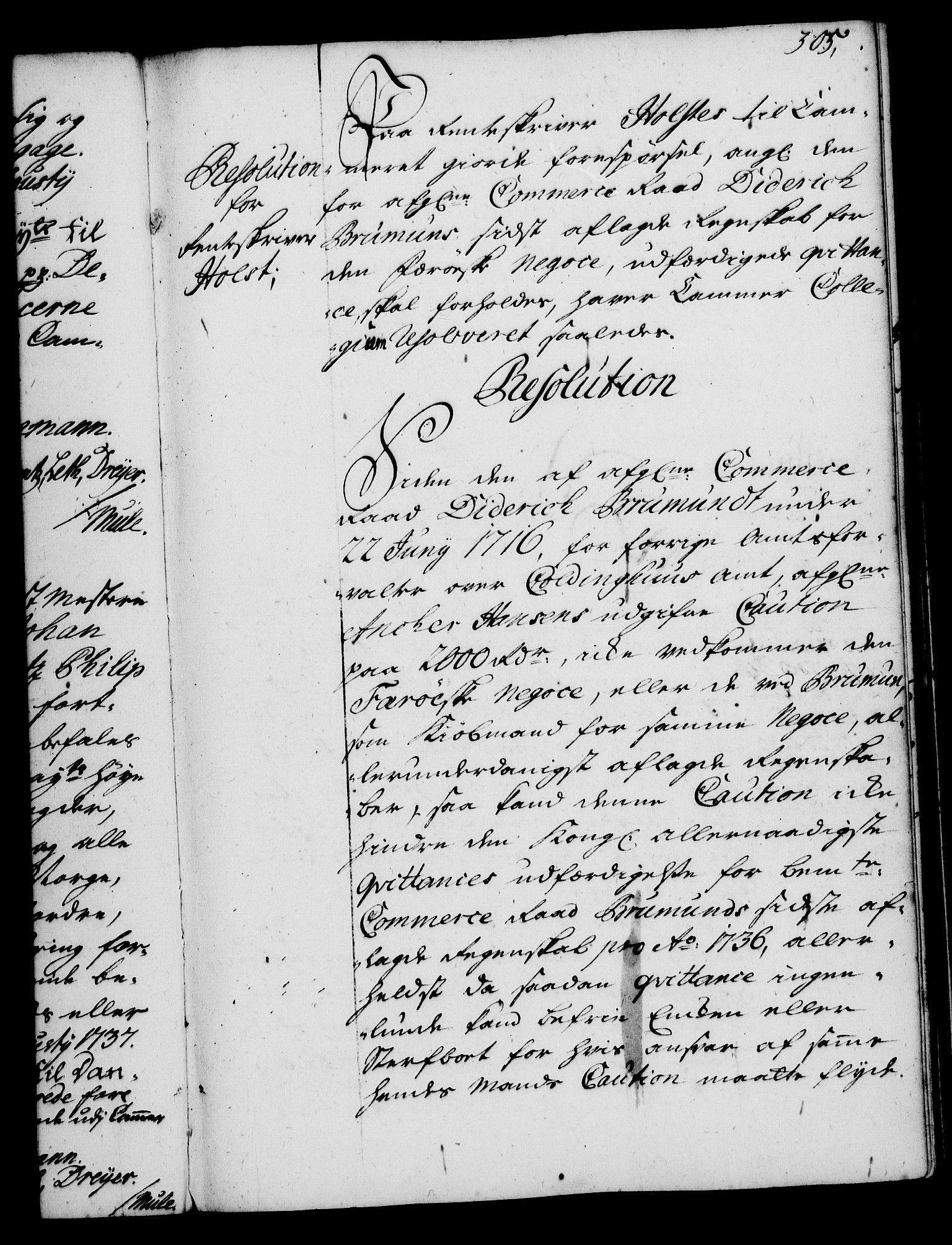 Rentekammeret, Kammerkanselliet, RA/EA-3111/G/Gg/Gga/L0004: Norsk ekspedisjonsprotokoll med register (merket RK 53.4), 1734-1741, s. 305