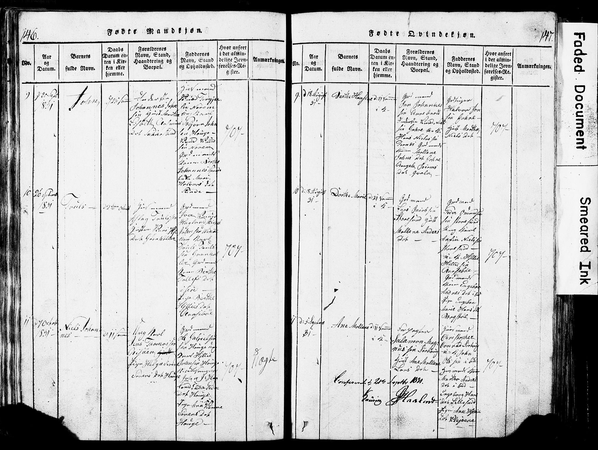 Torvastad sokneprestkontor, AV/SAST-A -101857/H/Ha/Hab/L0002: Klokkerbok nr. B 2, 1817-1834, s. 146-147