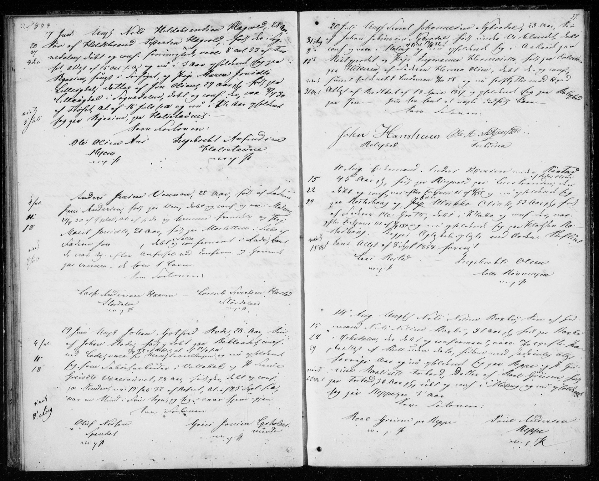 Ministerialprotokoller, klokkerbøker og fødselsregistre - Sør-Trøndelag, SAT/A-1456/606/L0297: Lysningsprotokoll nr. 606A12, 1854-1861, s. 37