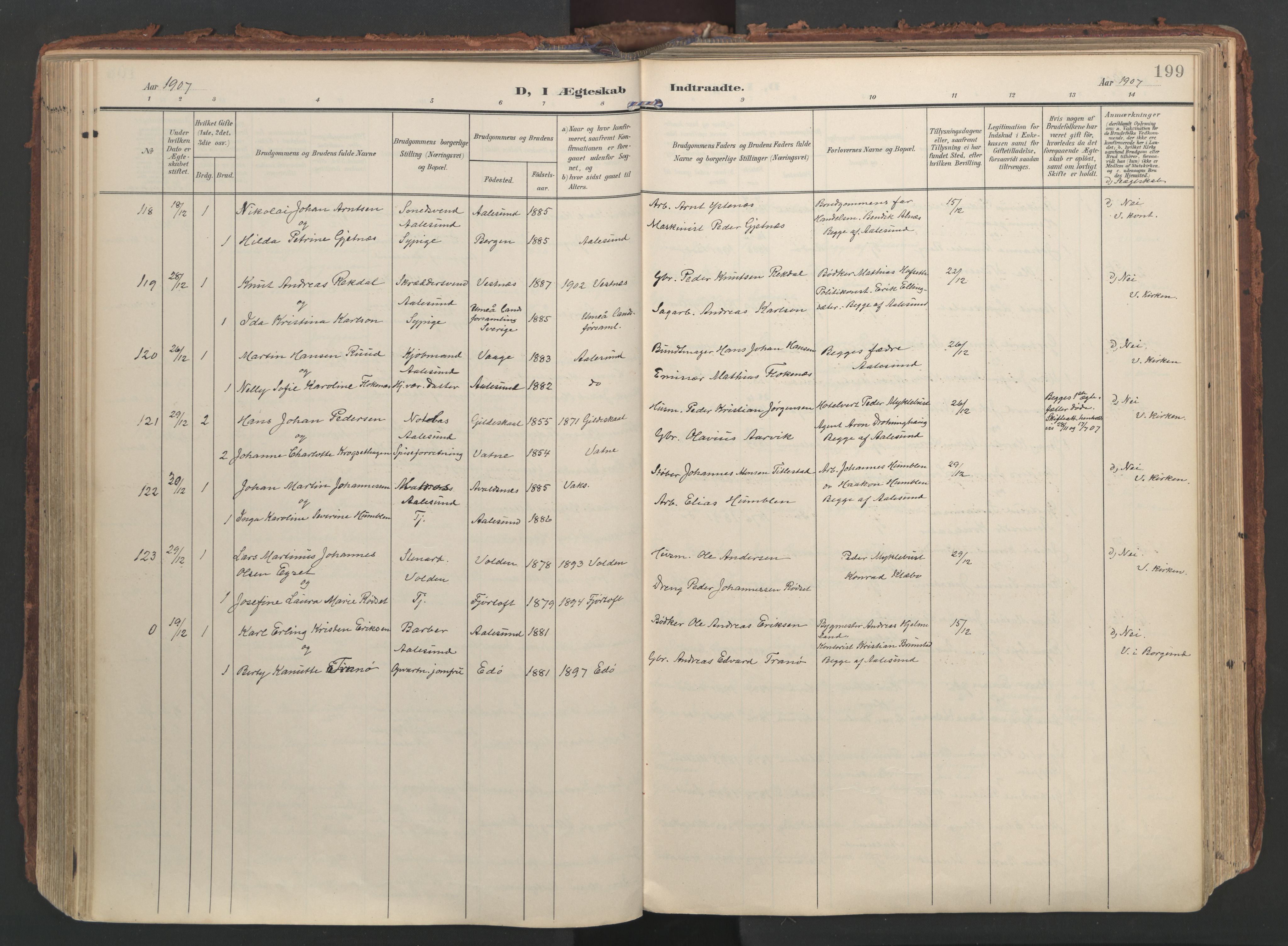 Ministerialprotokoller, klokkerbøker og fødselsregistre - Møre og Romsdal, AV/SAT-A-1454/529/L0459: Ministerialbok nr. 529A09, 1904-1917, s. 199