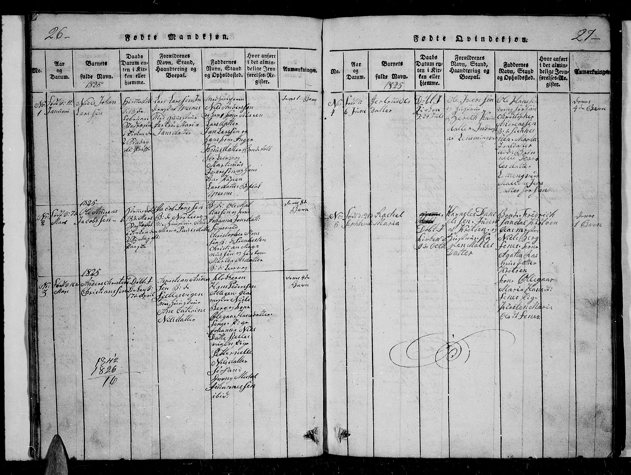 Trondenes sokneprestkontor, SATØ/S-1319/H/Hb/L0004klokker: Klokkerbok nr. 4, 1821-1839, s. 26-27