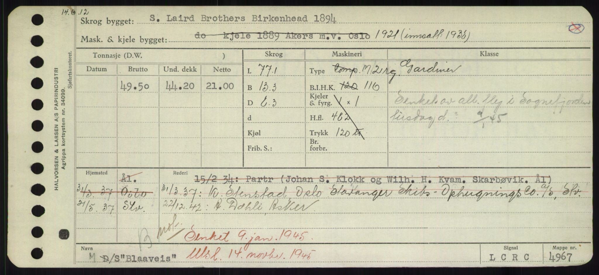 Sjøfartsdirektoratet med forløpere, Skipsmålingen, RA/S-1627/H/Hd/L0004: Fartøy, Bia-Boy, s. 379