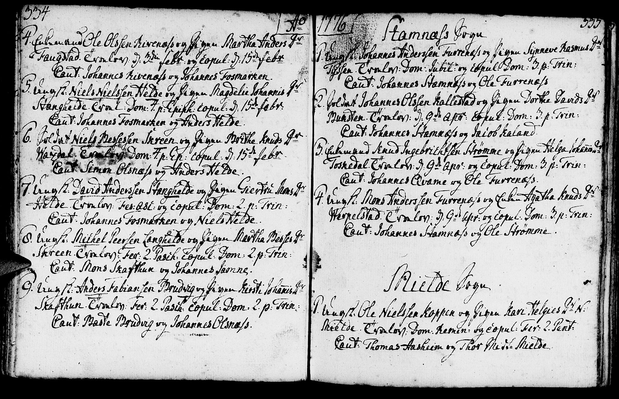 Haus sokneprestembete, SAB/A-75601/H/Haa: Ministerialbok nr. A 9, 1767-1781, s. 334-335