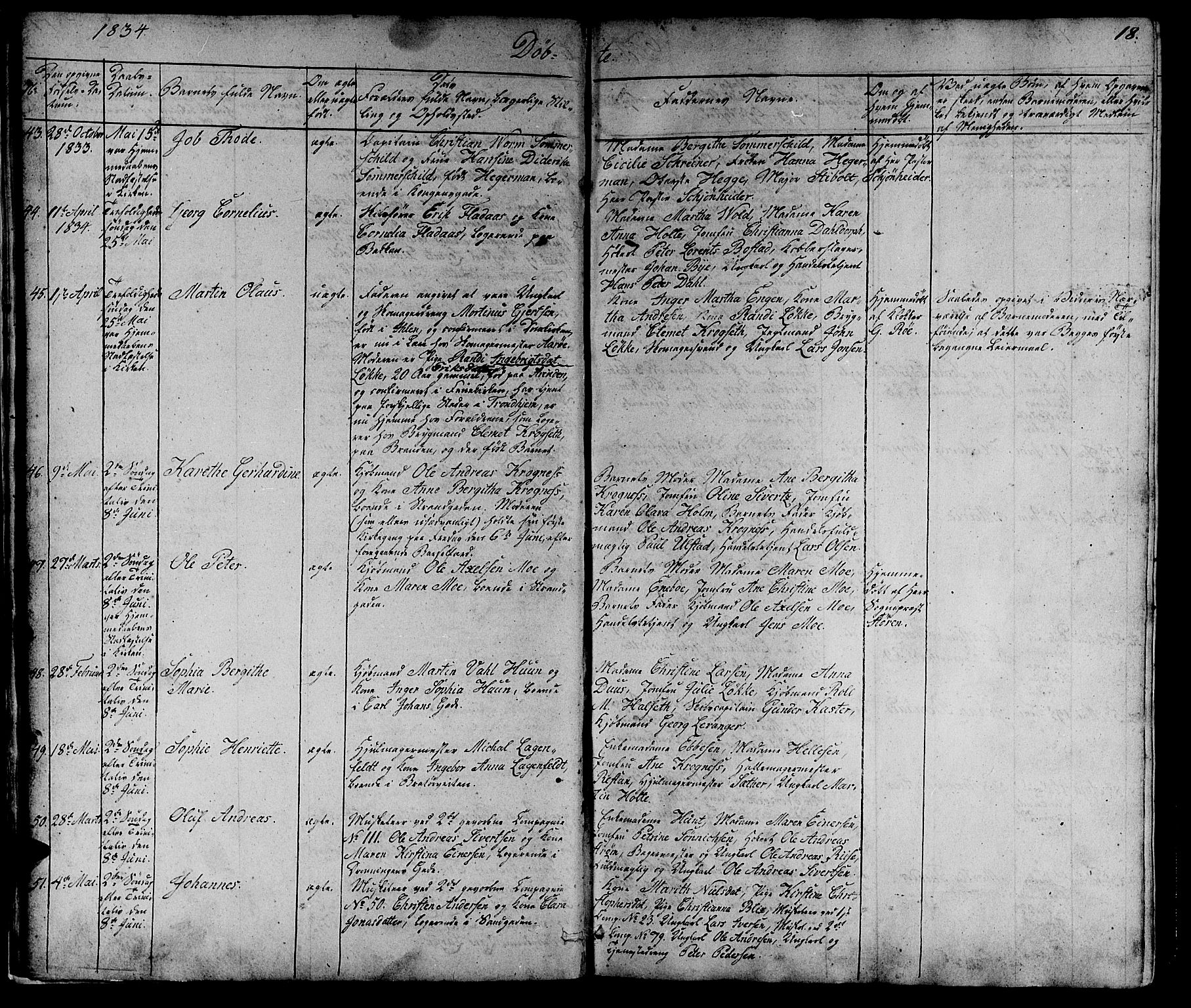 Ministerialprotokoller, klokkerbøker og fødselsregistre - Sør-Trøndelag, AV/SAT-A-1456/602/L0136: Klokkerbok nr. 602C04, 1833-1845, s. 18