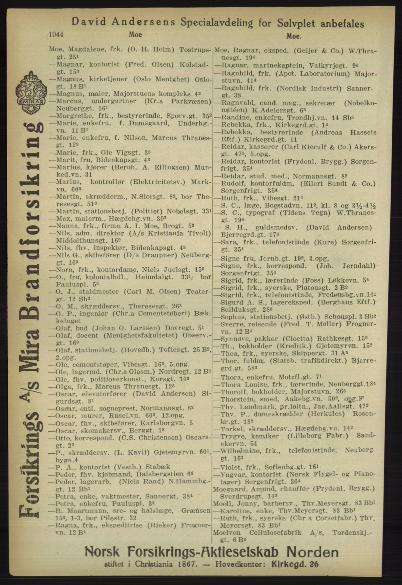 Kristiania/Oslo adressebok, PUBL/-, 1918, s. 1069