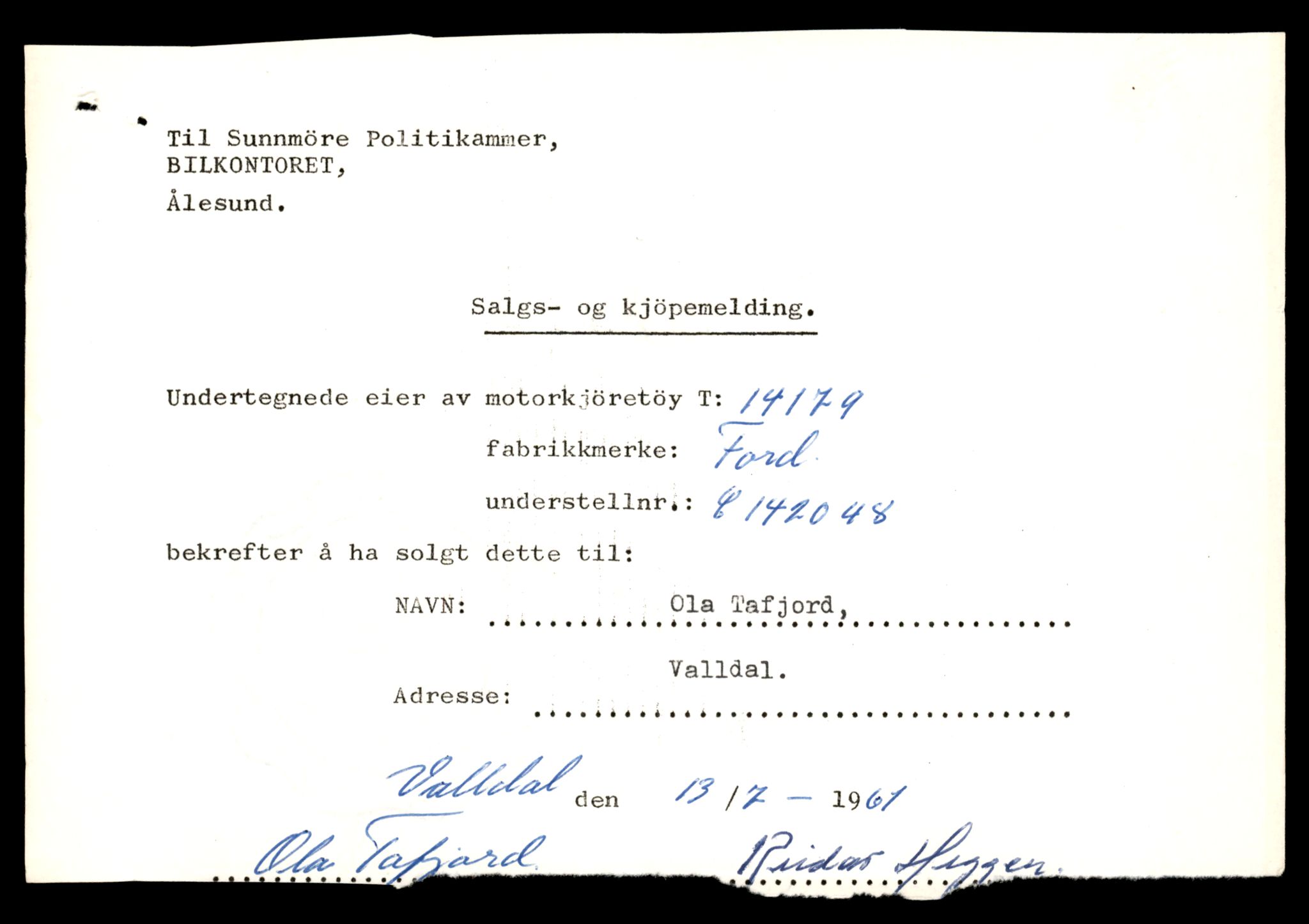 Møre og Romsdal vegkontor - Ålesund trafikkstasjon, AV/SAT-A-4099/F/Fe/L0043: Registreringskort for kjøretøy T 14080 - T 14204, 1927-1998, s. 2575
