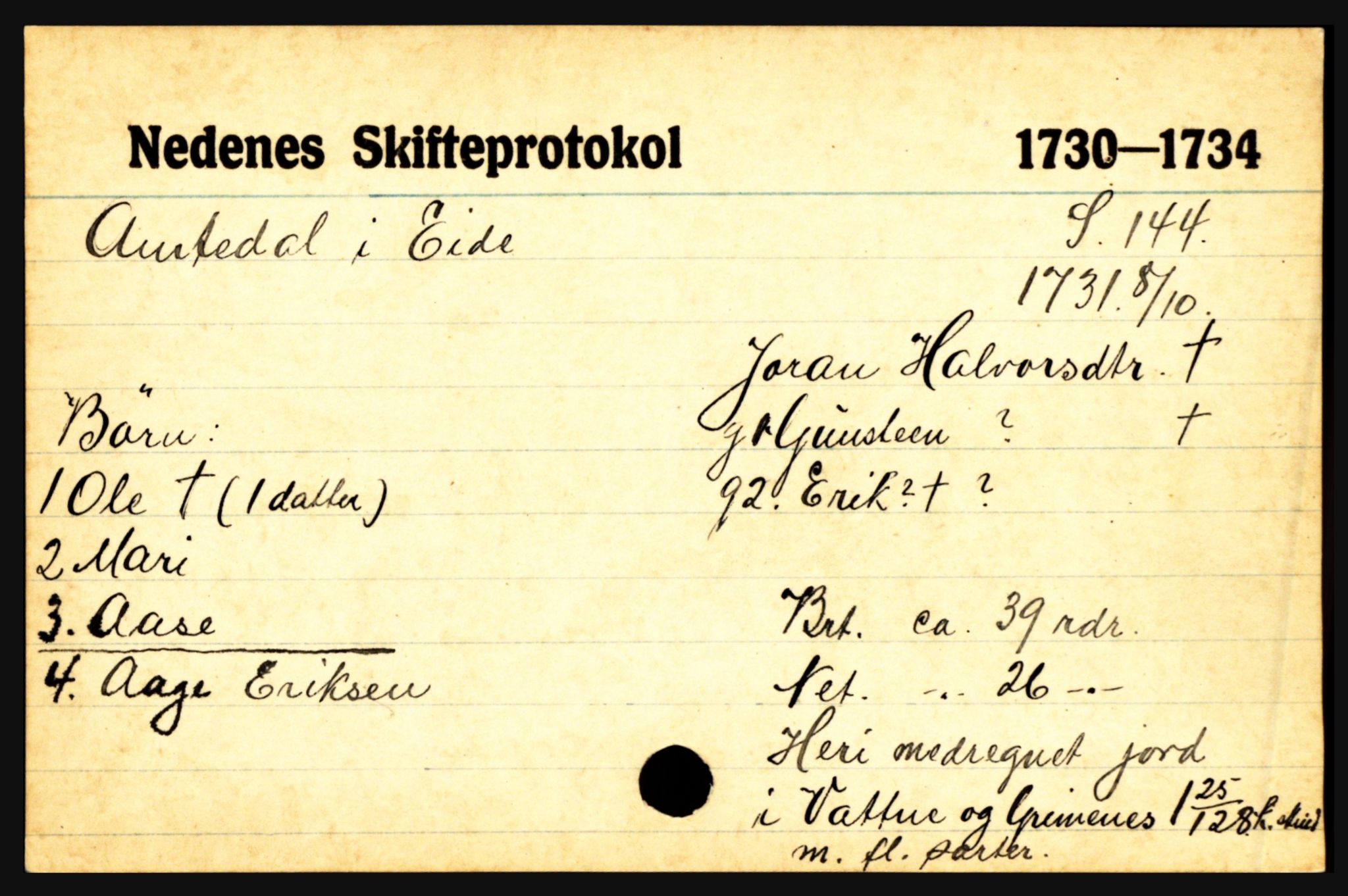 Nedenes sorenskriveri før 1824, AV/SAK-1221-0007/H, s. 265