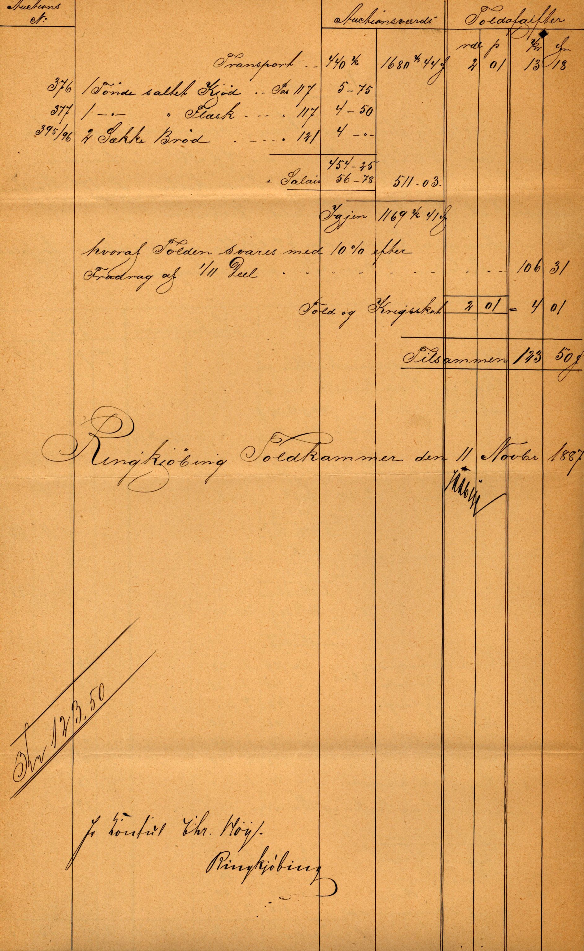 Pa 63 - Østlandske skibsassuranceforening, VEMU/A-1079/G/Ga/L0020/0001: Havaridokumenter / Tellus, Telanak, Wilhelmine, 1887, s. 170