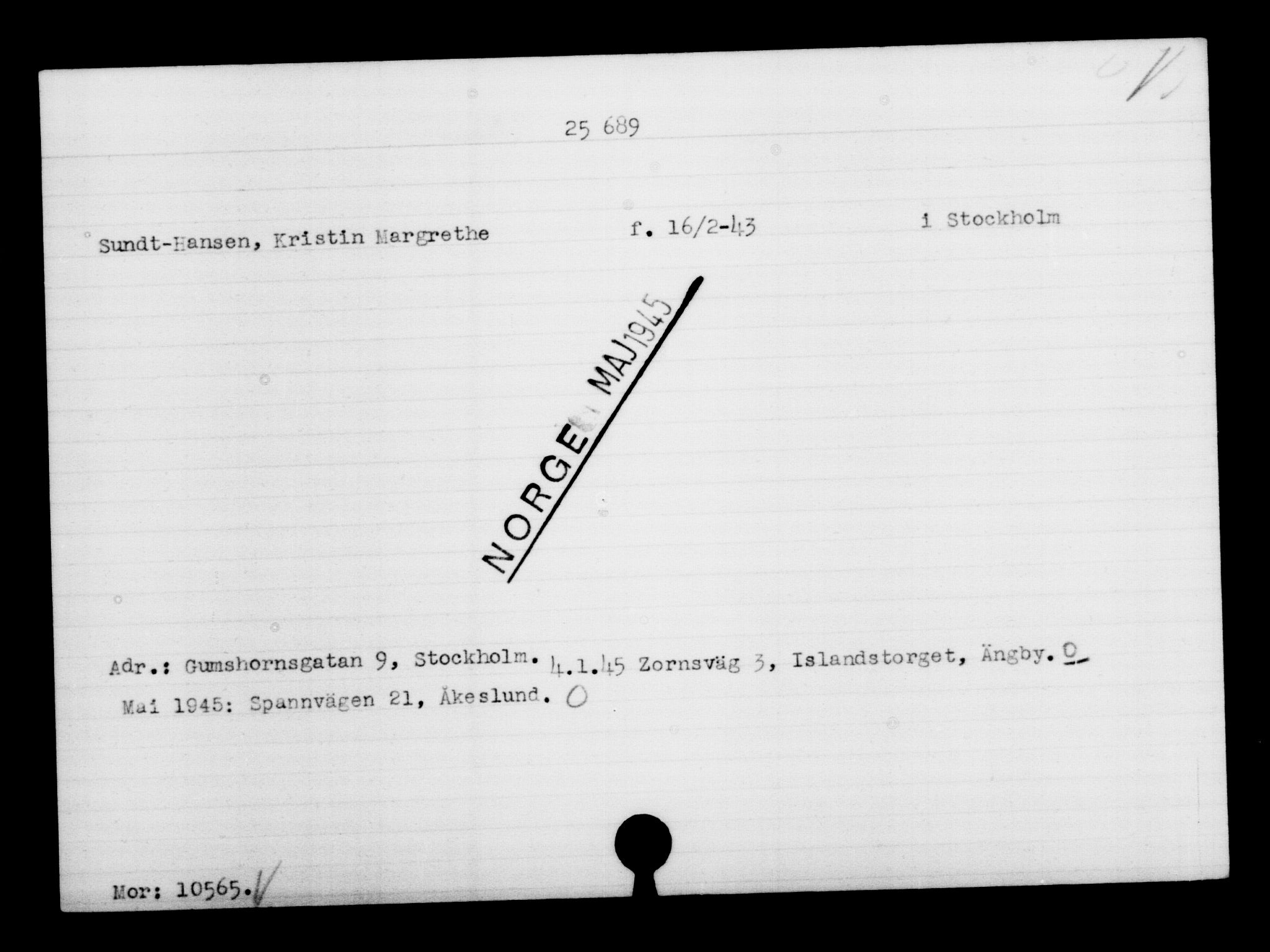 Den Kgl. Norske Legasjons Flyktningskontor, AV/RA-S-6753/V/Va/L0011: Kjesäterkartoteket.  Flyktningenr. 25300-28349, 1940-1945, s. 405