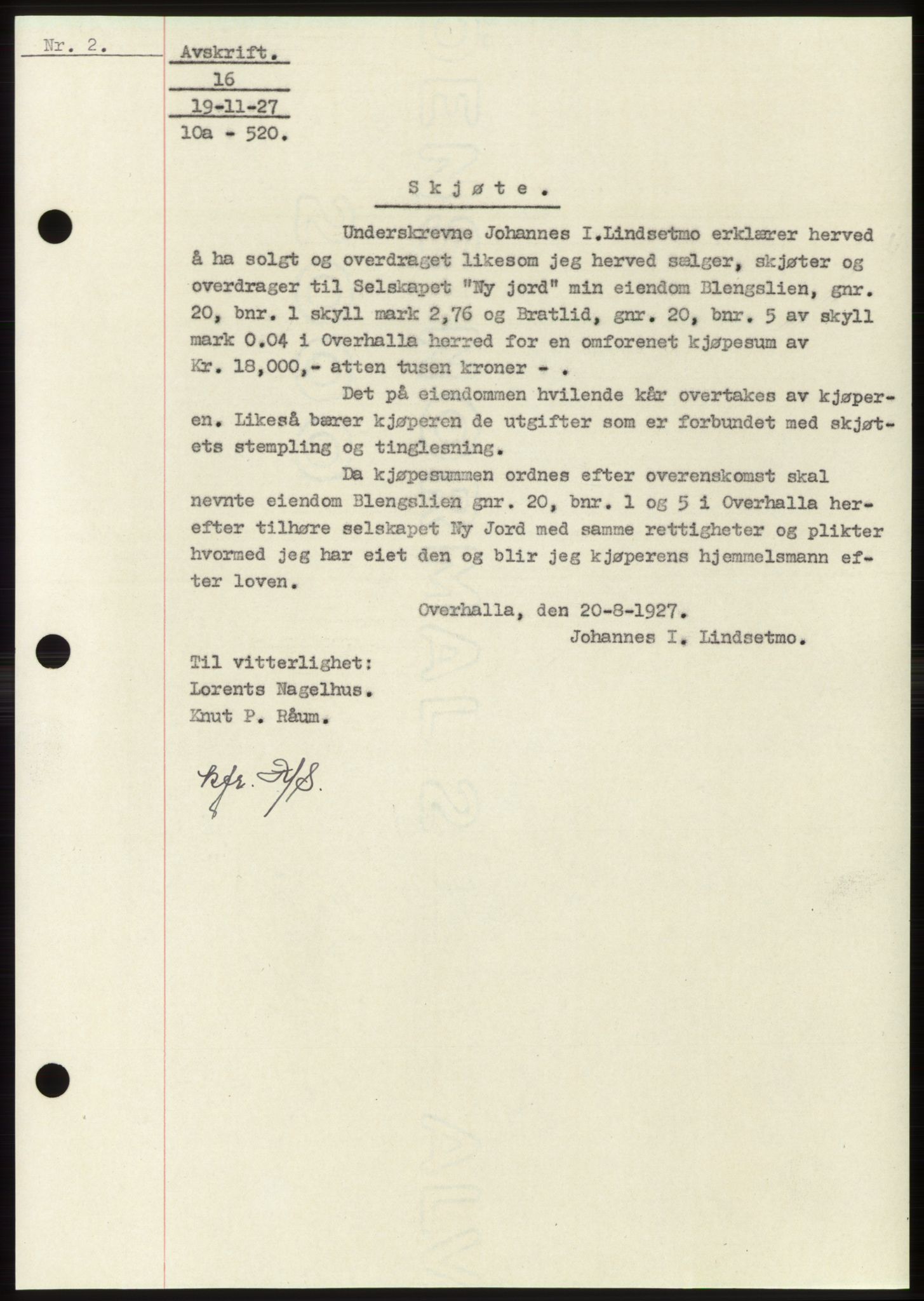 Namdal sorenskriveri, SAT/A-4133/1/2/2C: Pantebok nr. -, 1926-1930, Tingl.dato: 19.11.1927