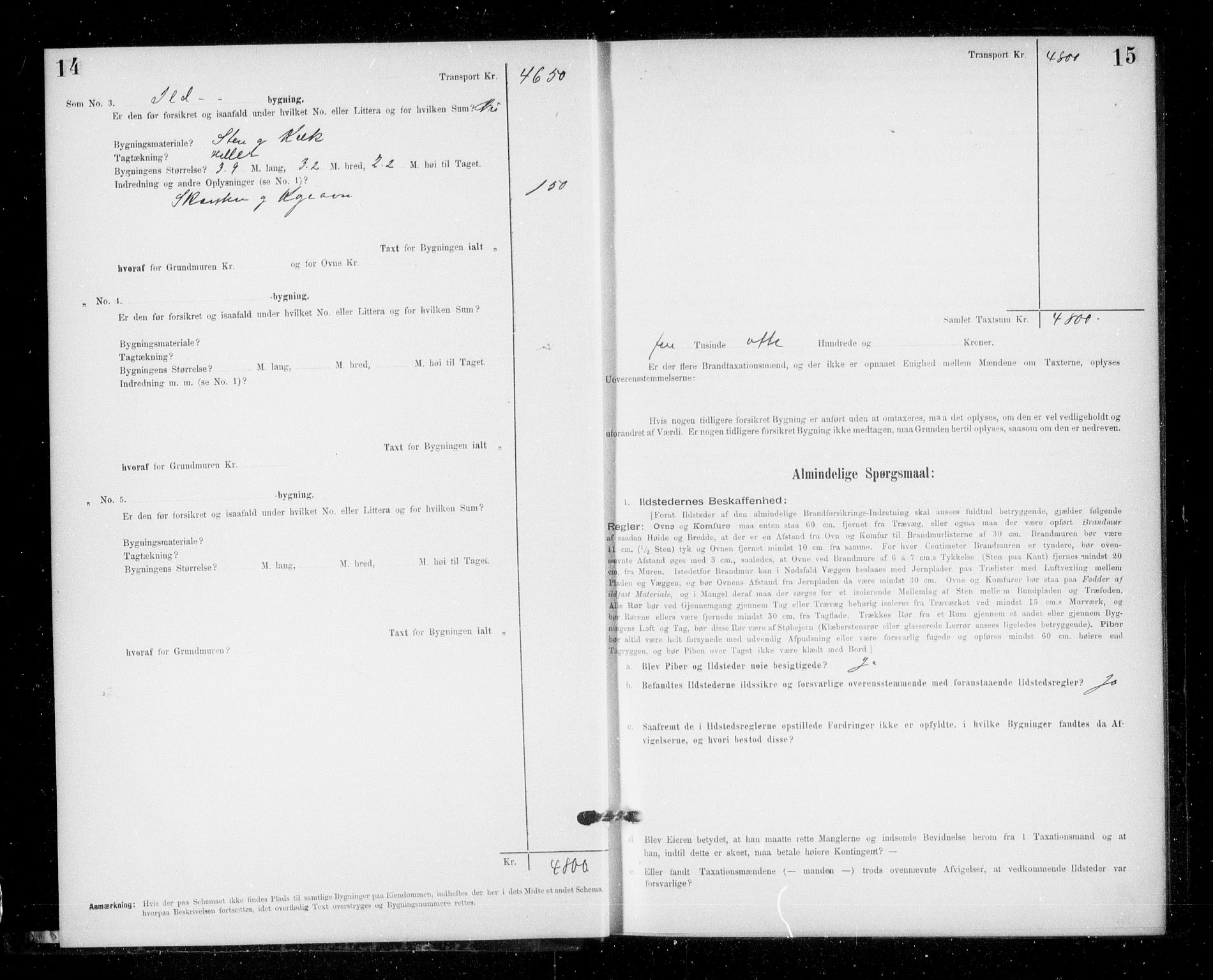 Lensmannen i Jondal, SAB/A-33101/0012/L0005: Branntakstprotokoll, skjematakst, 1894-1951, s. 14-15