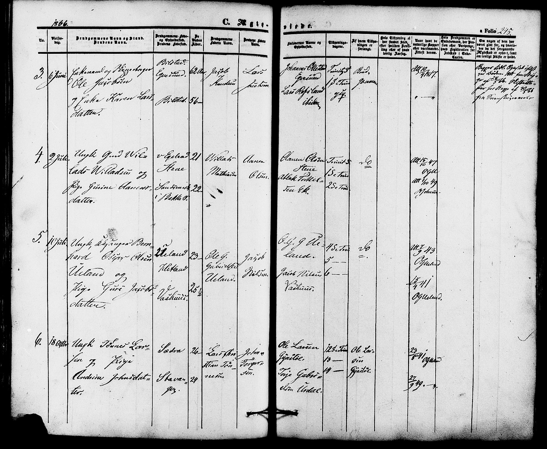 Lund sokneprestkontor, AV/SAST-A-101809/S06/L0010: Ministerialbok nr. A 9, 1854-1886, s. 245