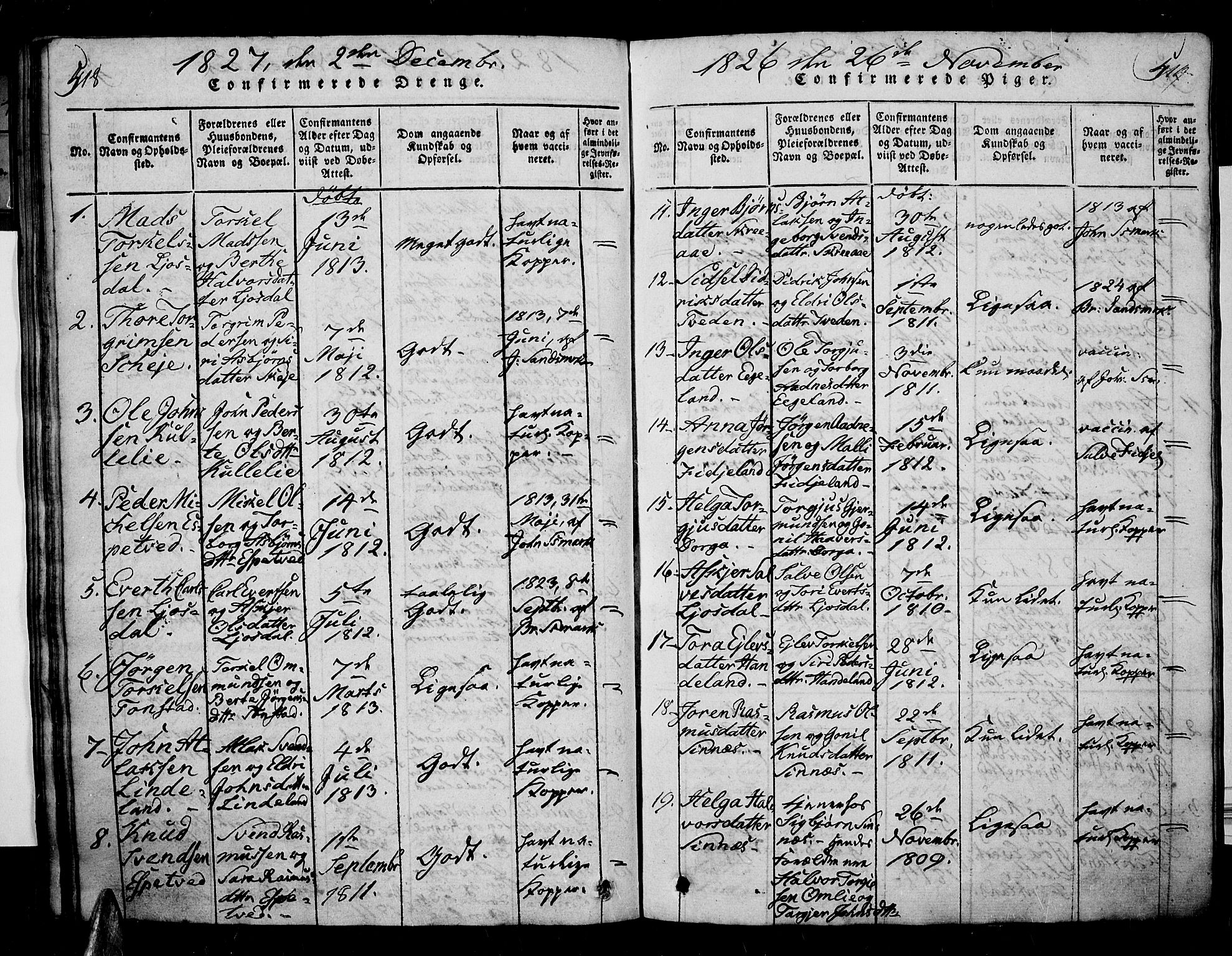 Sirdal sokneprestkontor, AV/SAK-1111-0036/F/Fa/Fab/L0001: Ministerialbok nr. A 1, 1815-1834, s. 518-519