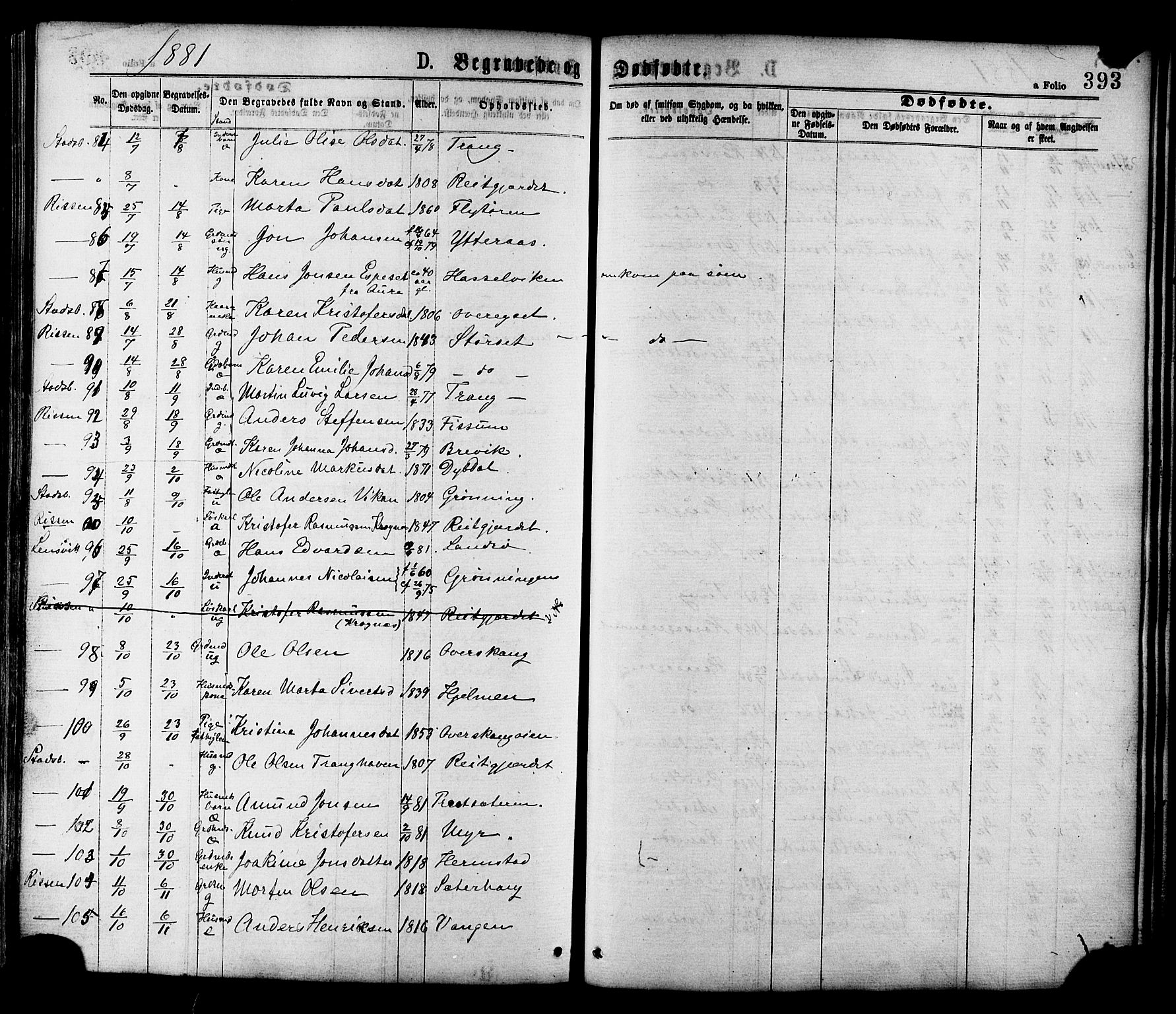 Ministerialprotokoller, klokkerbøker og fødselsregistre - Sør-Trøndelag, SAT/A-1456/646/L0613: Ministerialbok nr. 646A11, 1870-1884, s. 393