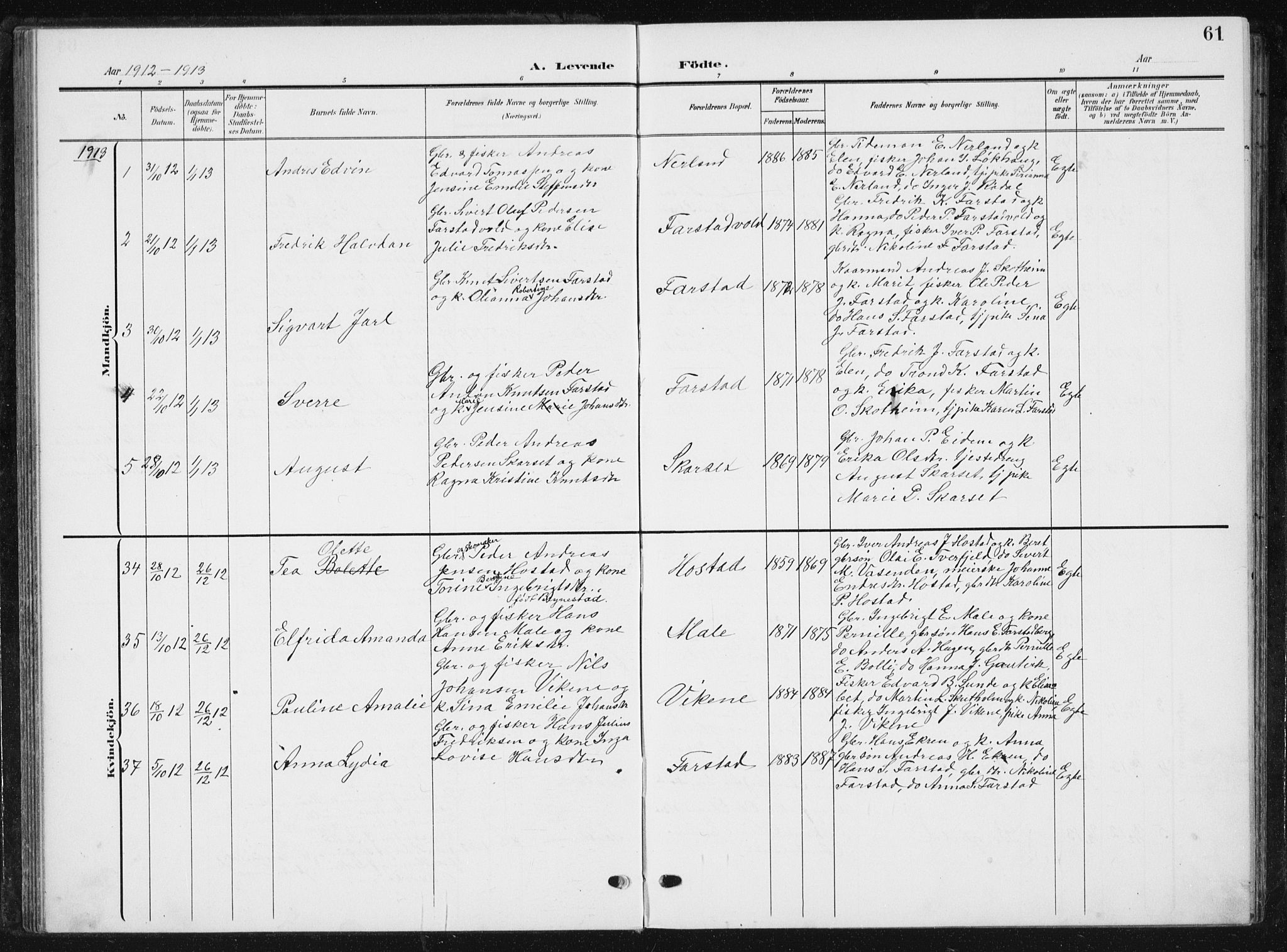 Ministerialprotokoller, klokkerbøker og fødselsregistre - Møre og Romsdal, AV/SAT-A-1454/567/L0784: Klokkerbok nr. 567C04, 1903-1938, s. 61