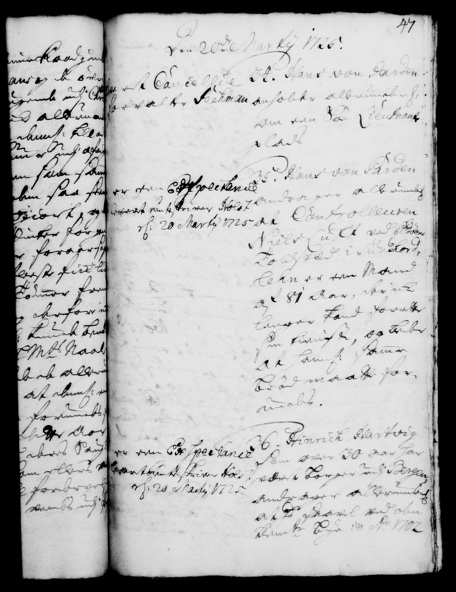 Rentekammeret, Kammerkanselliet, AV/RA-EA-3111/G/Gh/Gha/L0007: Norsk ekstraktmemorialprotokoll (merket RK 53.52), 1724-1725, s. 47