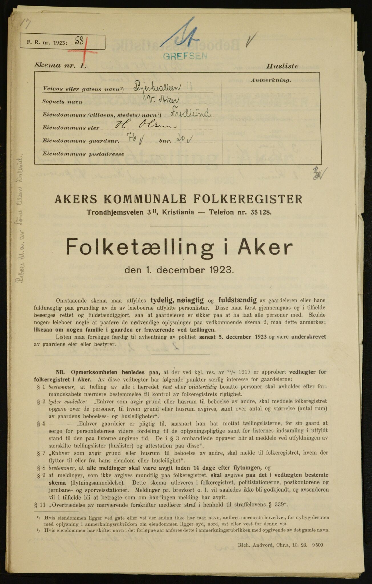 , Kommunal folketelling 1.12.1923 for Aker, 1923, s. 7790