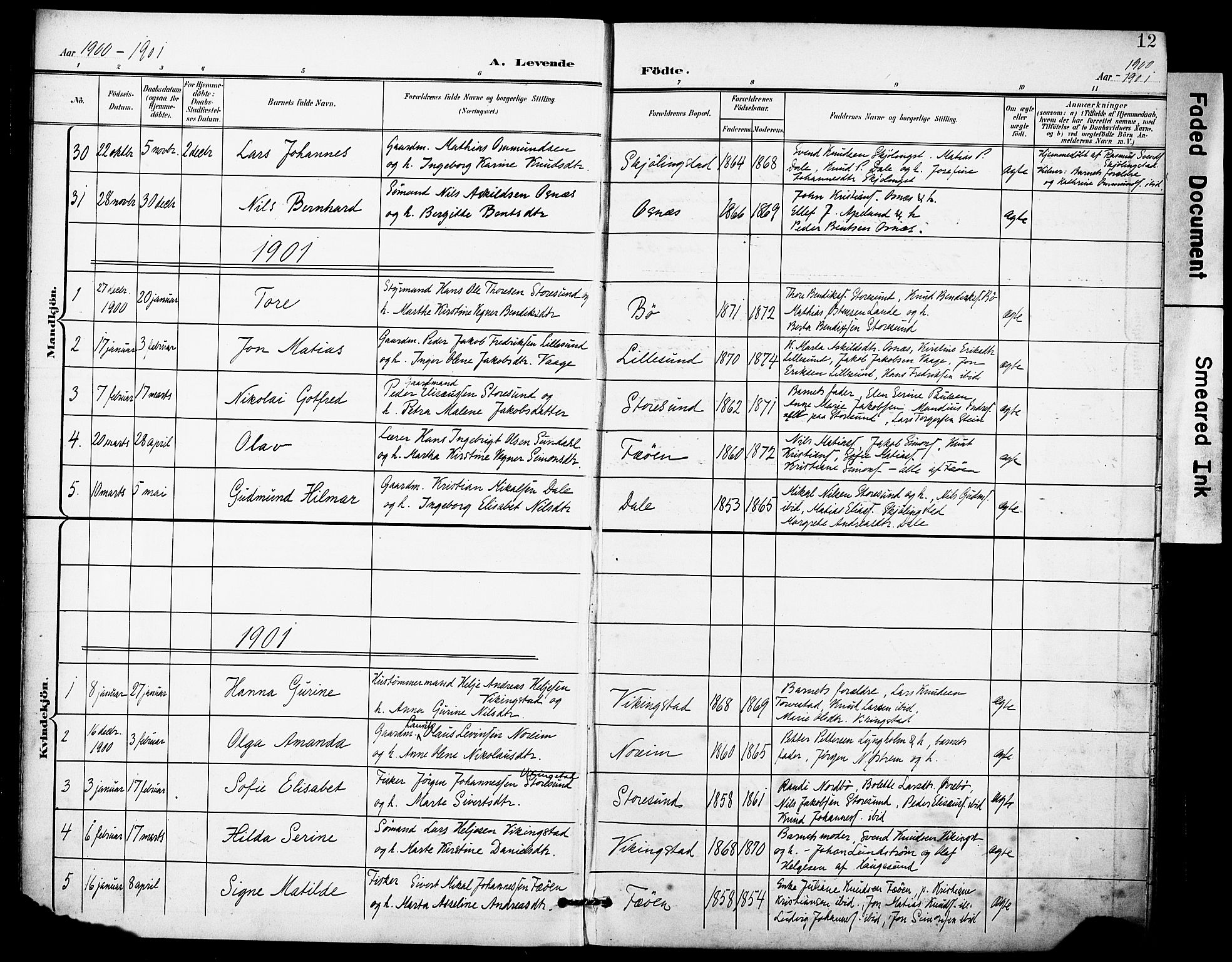 Torvastad sokneprestkontor, AV/SAST-A -101857/H/Ha/Haa/L0017: Ministerialbok nr. A 16, 1899-1911, s. 12