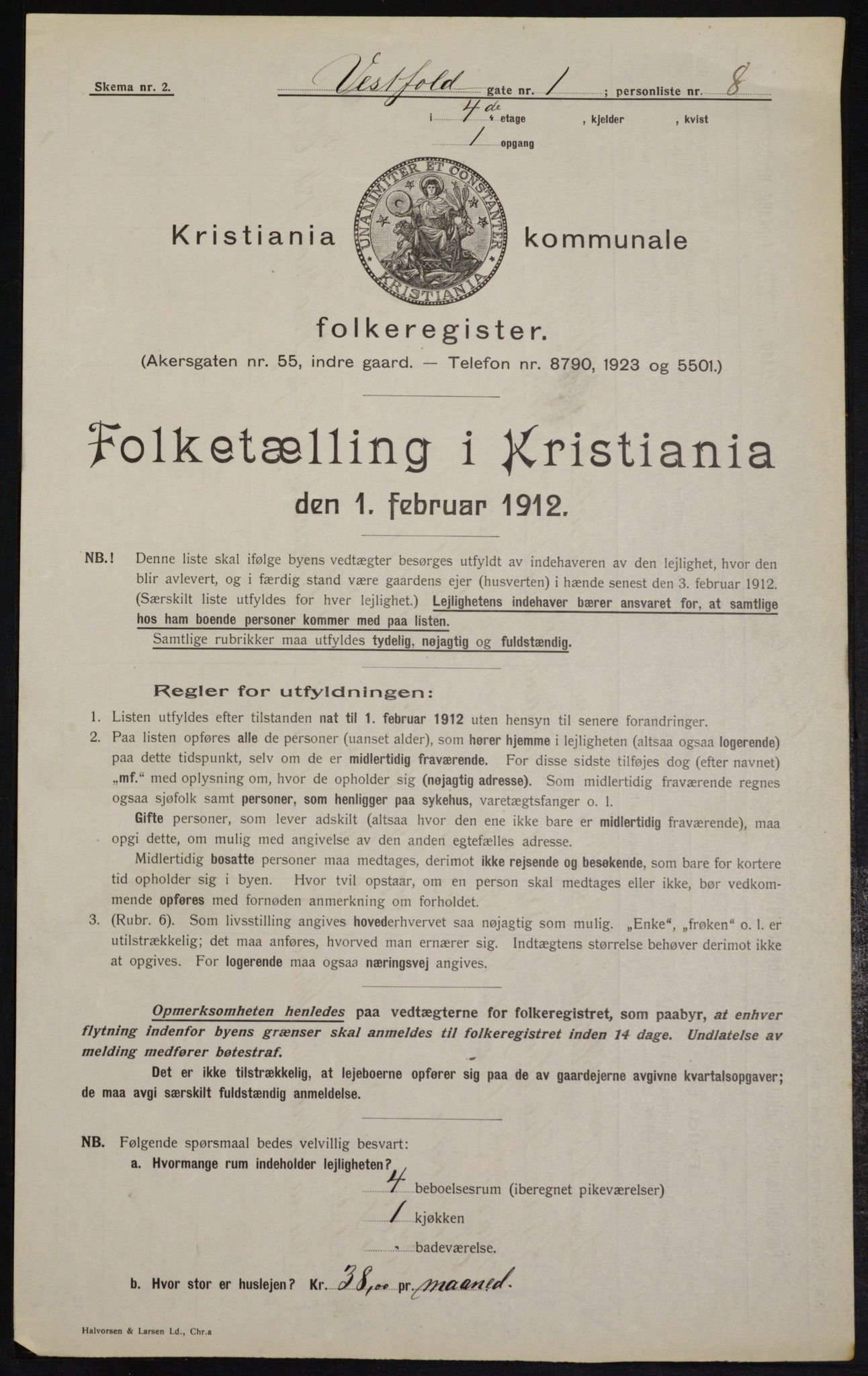 OBA, Kommunal folketelling 1.2.1912 for Kristiania, 1912, s. 122328