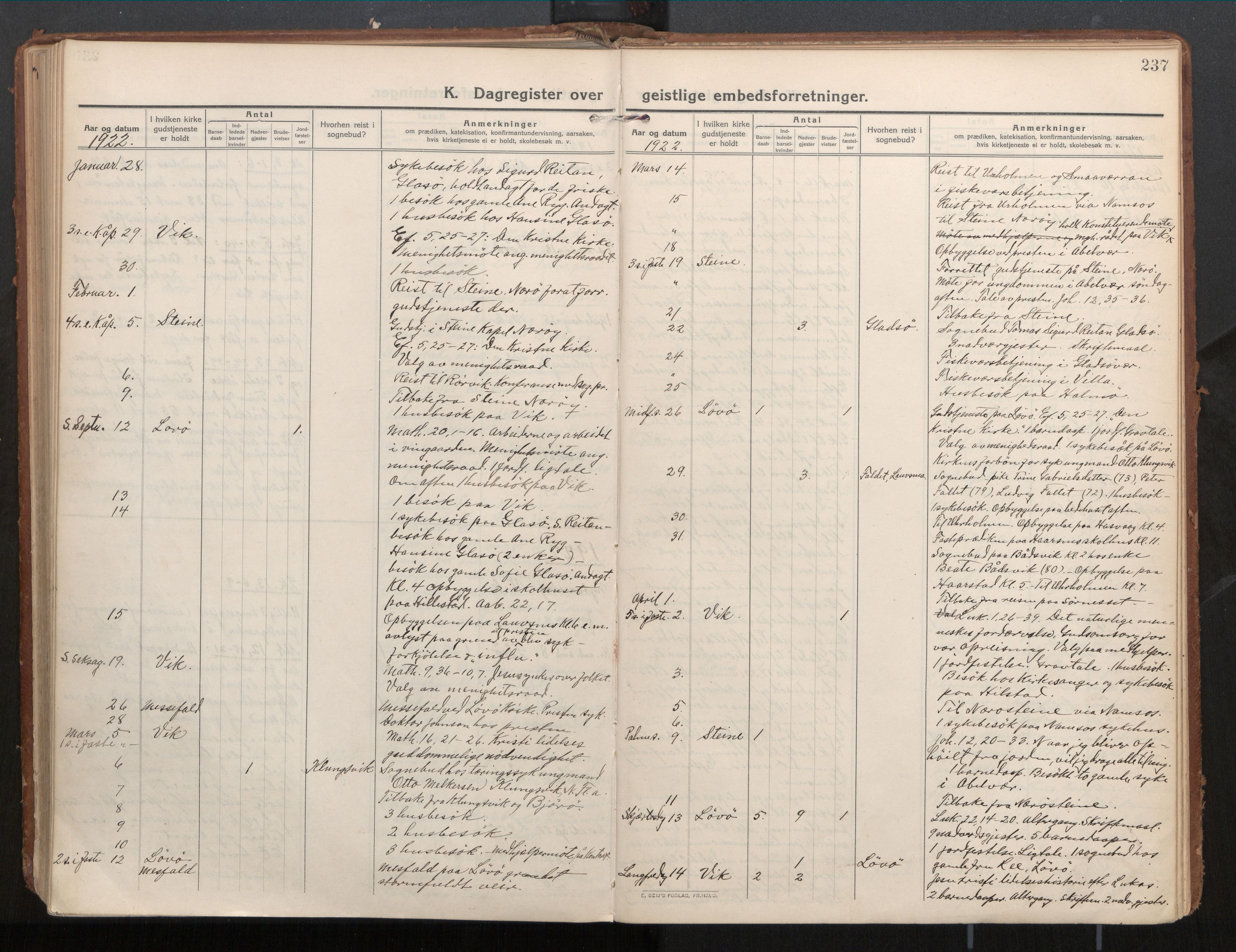 Ministerialprotokoller, klokkerbøker og fødselsregistre - Nord-Trøndelag, AV/SAT-A-1458/771/L0598: Ministerialbok nr. 771A05, 1911-1937, s. 237