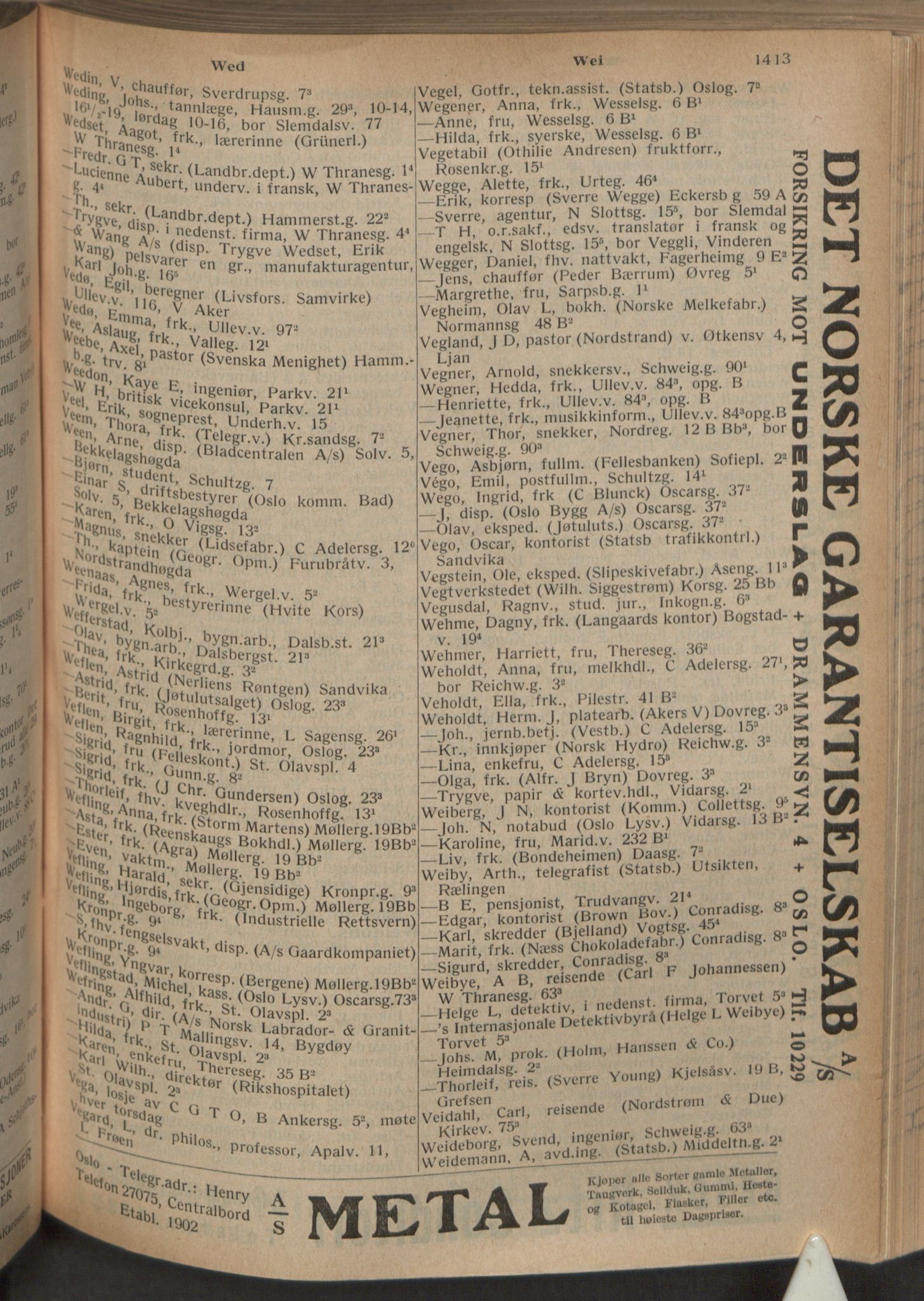 Kristiania/Oslo adressebok, PUBL/-, 1934, s. 1413