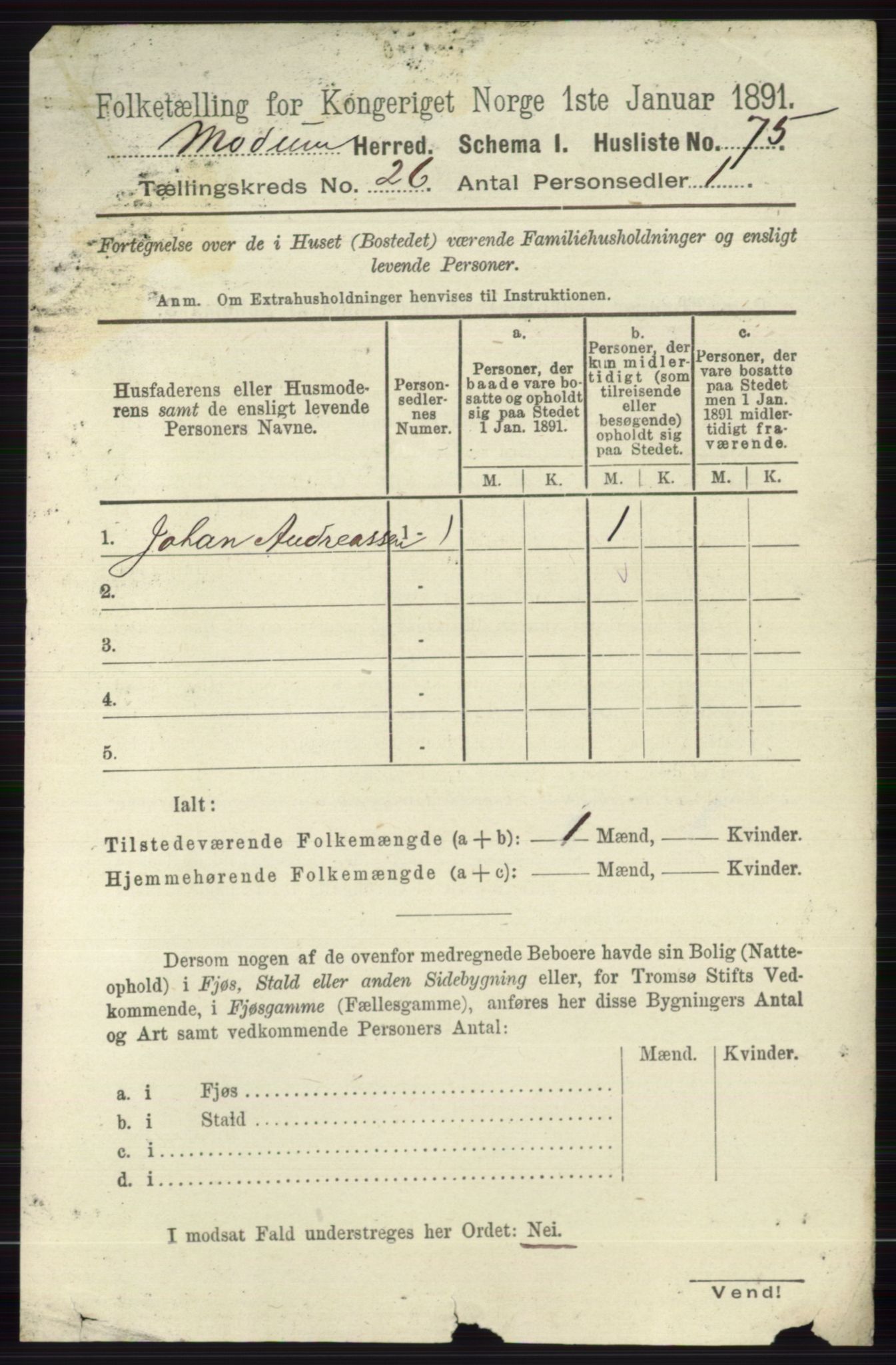 RA, Folketelling 1891 for 0623 Modum herred, 1891, s. 9390