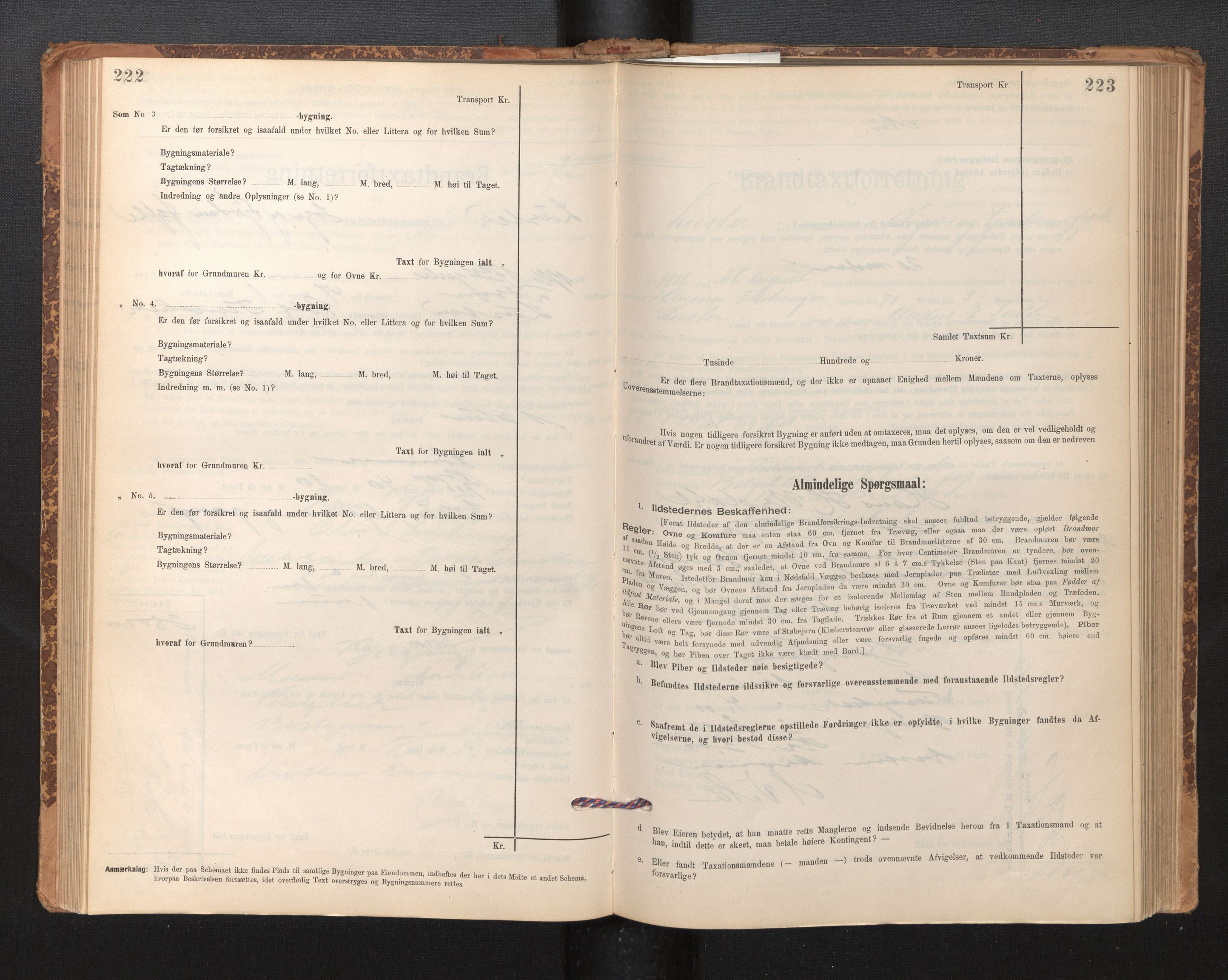 Lensmannen i Luster, SAB/A-29301/0012/L0007: Branntakstprotokoll, skjematakst, 1895-1935, s. 222-223