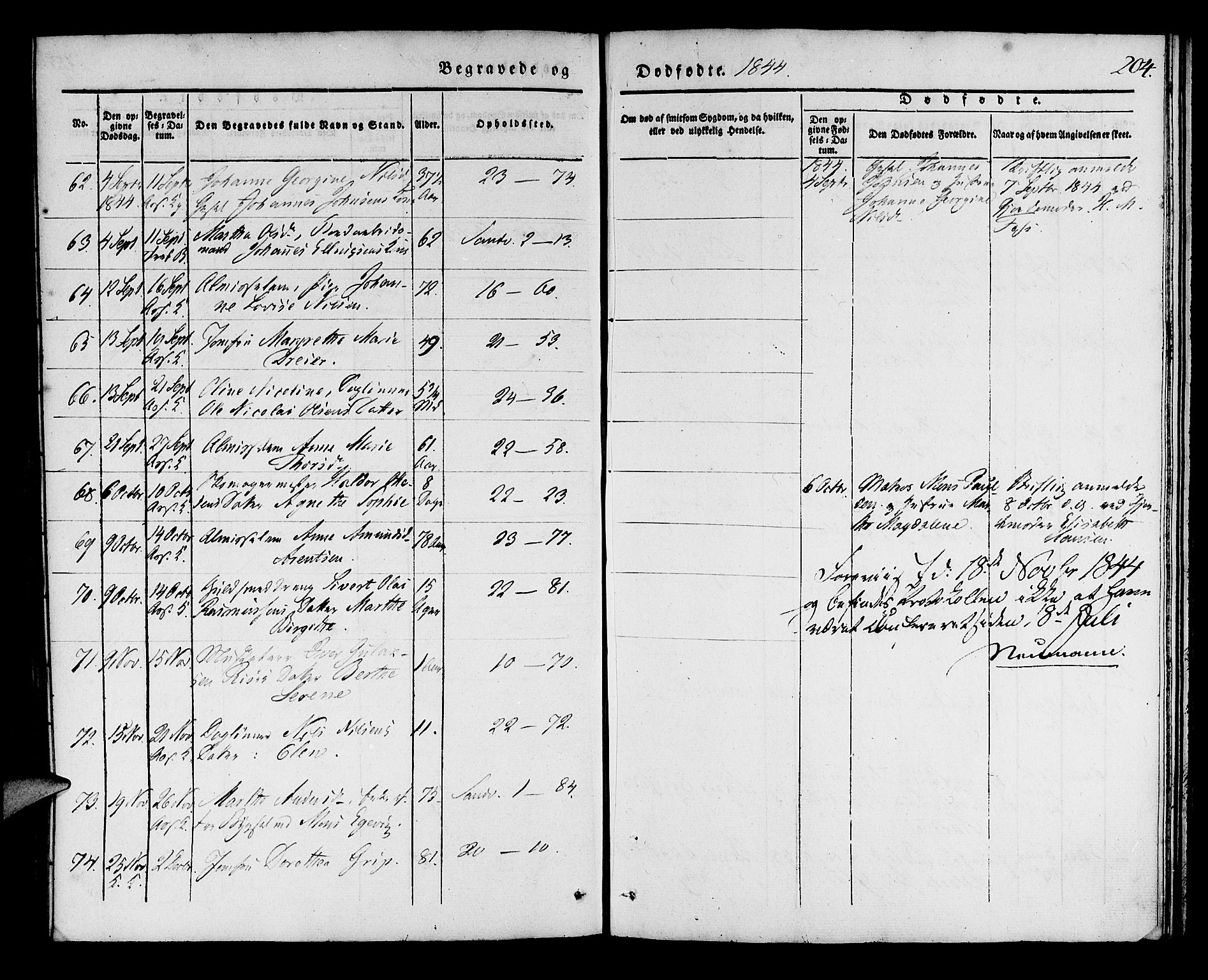 Korskirken sokneprestembete, SAB/A-76101/H/Haa/L0043: Ministerialbok nr. E 1, 1834-1848, s. 204