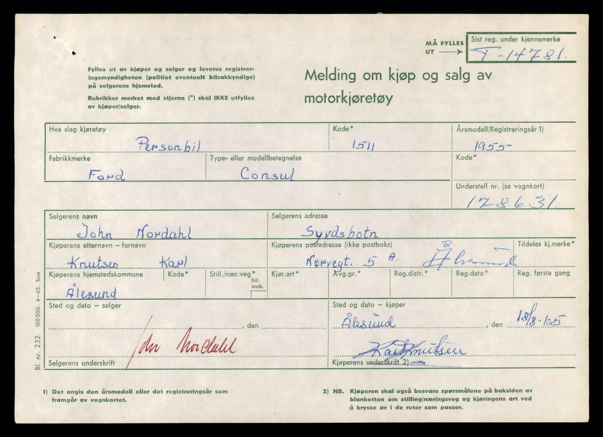 Møre og Romsdal vegkontor - Ålesund trafikkstasjon, AV/SAT-A-4099/F/Fe/L0048: Registreringskort for kjøretøy T 14721 - T 14863, 1927-1998, s. 1273